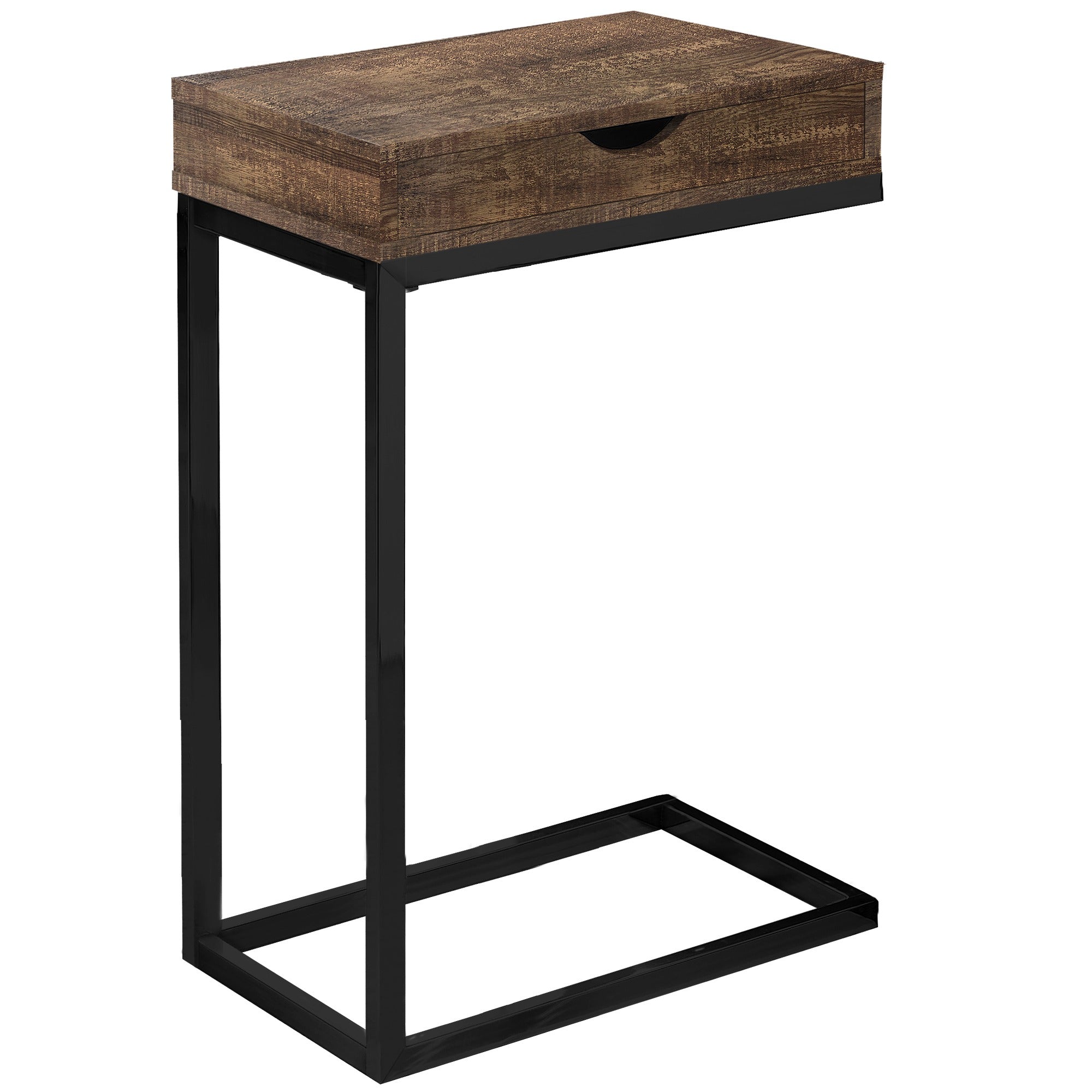 ACCENT TABLE - CHROME METAL / GLOSSY WHITE WITH A DRAWER