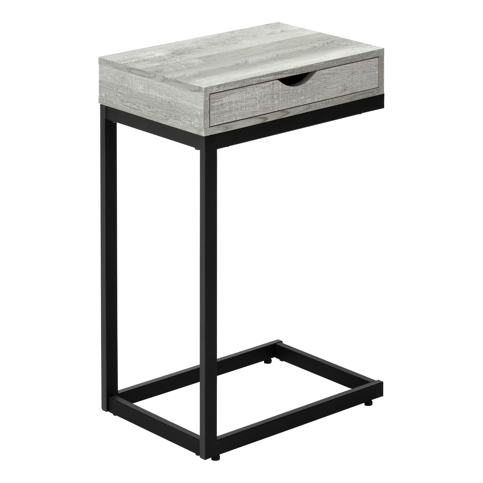 ACCENT TABLE - CHROME METAL / GLOSSY WHITE WITH A DRAWER