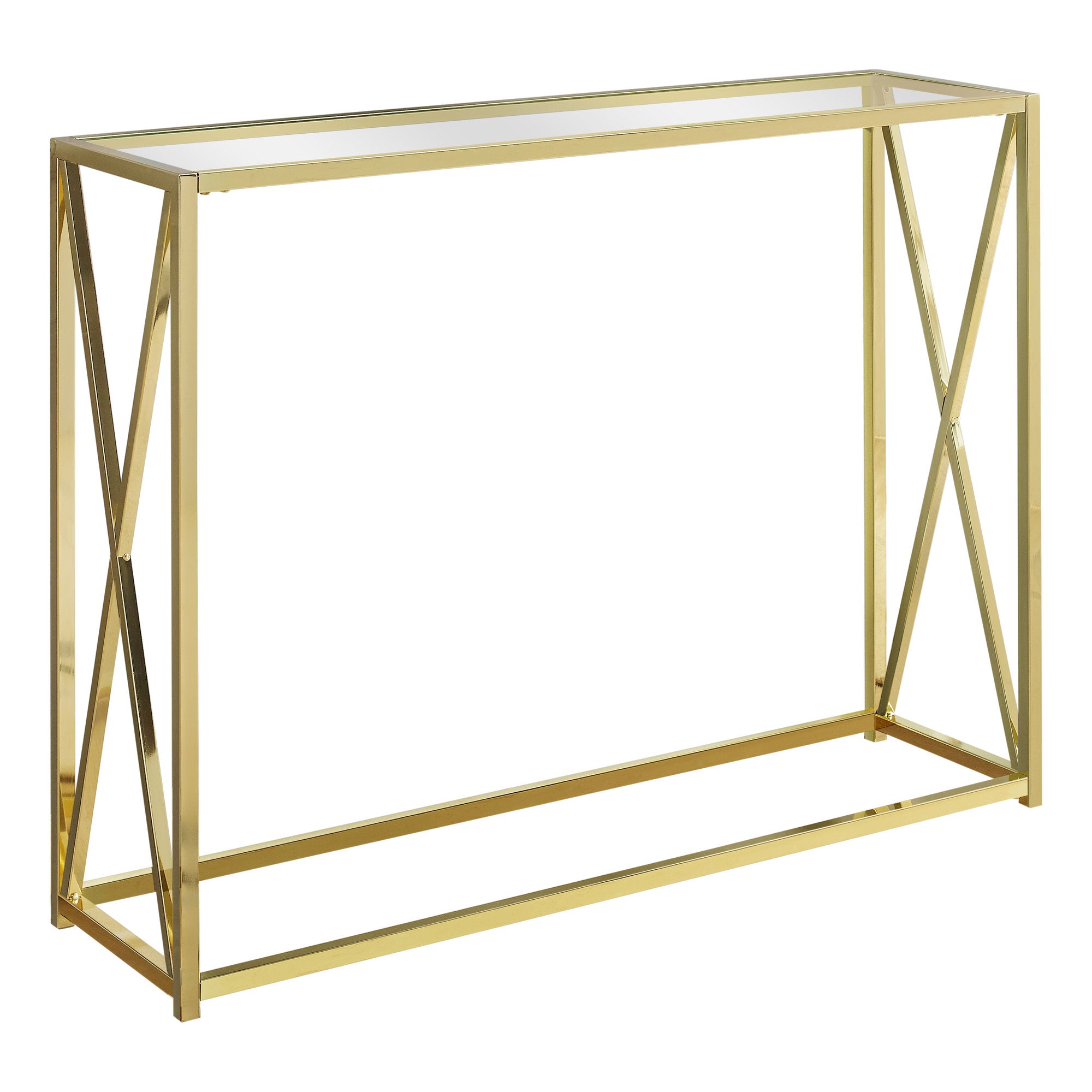 TABLE D'APPOINT - 42"L / MÉTAL CHROMÉ AVEC VERRE TREMPÉ
