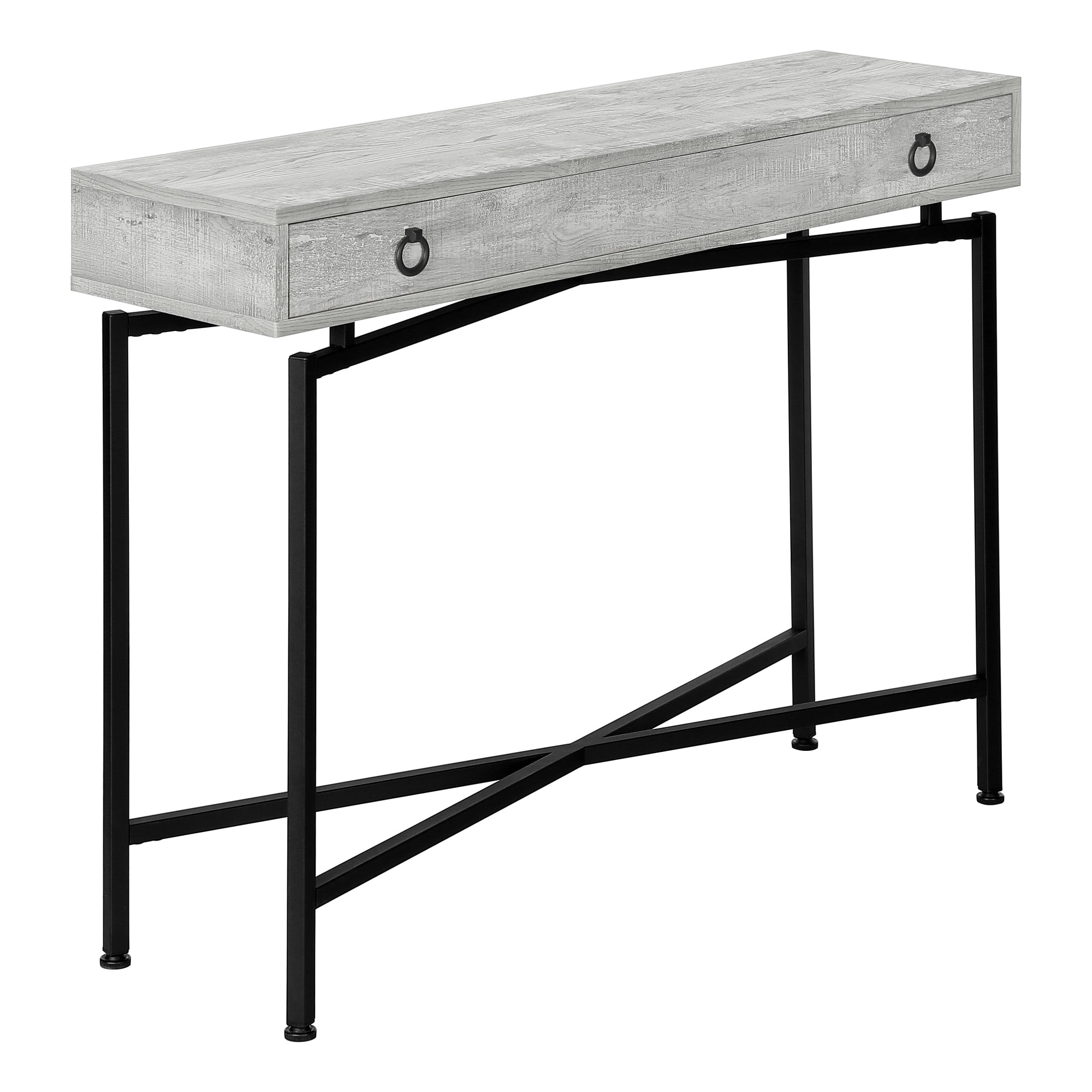 ACCENT TABLE - 42"L / BROWN RECLAIMED WOOD/ BLACK CONSOLE