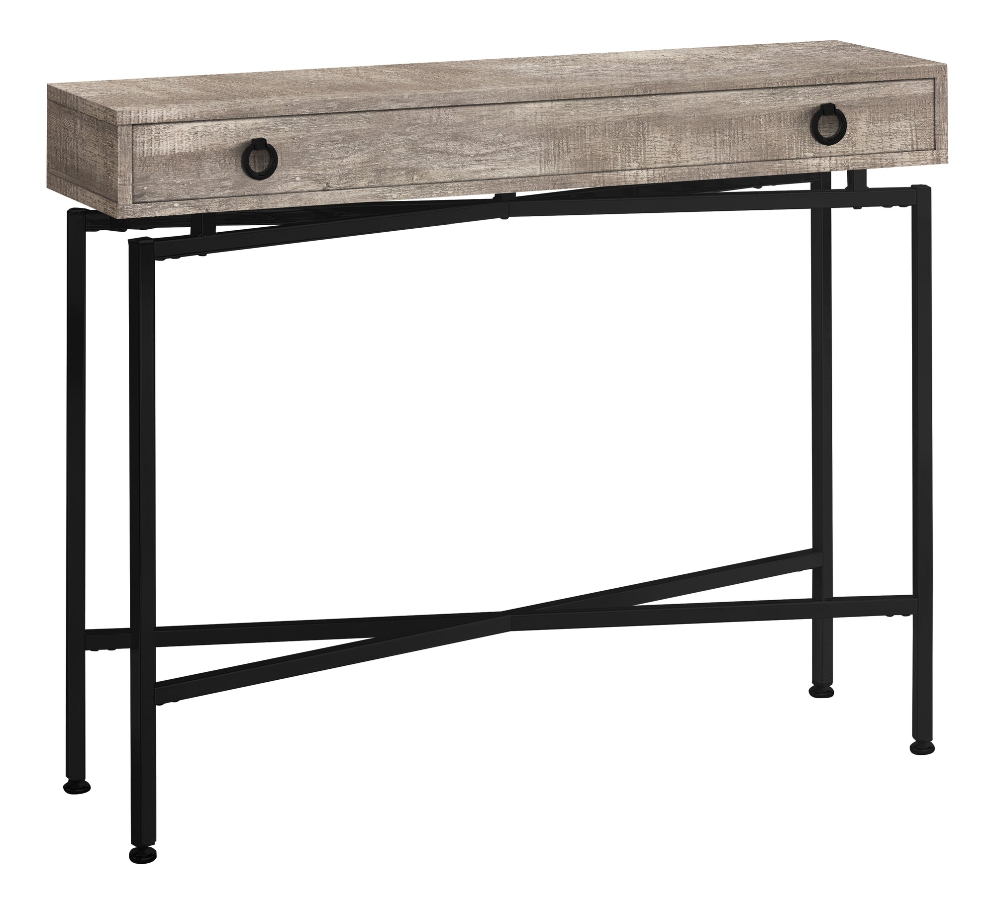 ACCENT TABLE - 42"L / BROWN RECLAIMED WOOD/ BLACK CONSOLE