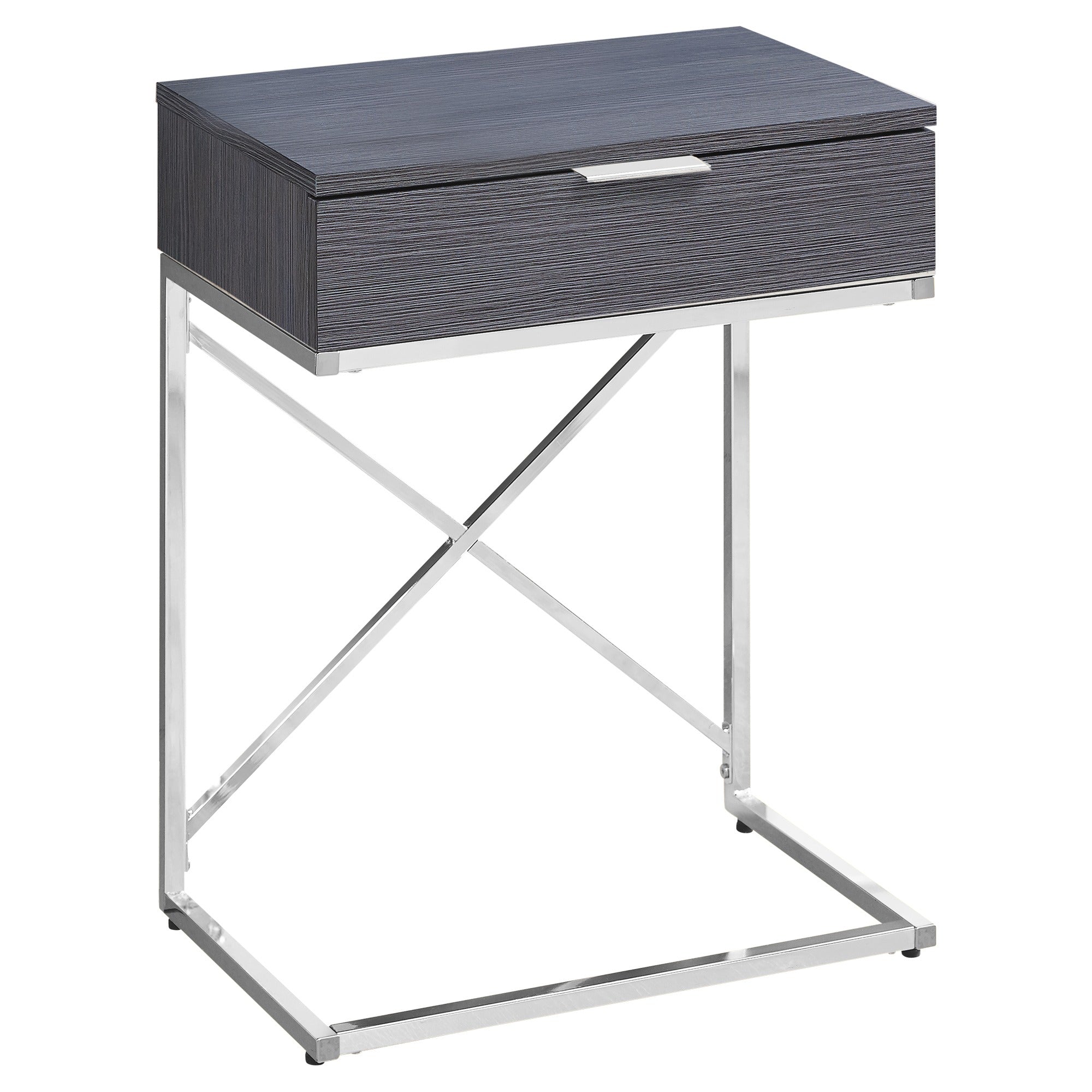 ACCENT TABLE - 24"H / GLOSSY WHITE / CHROME METAL