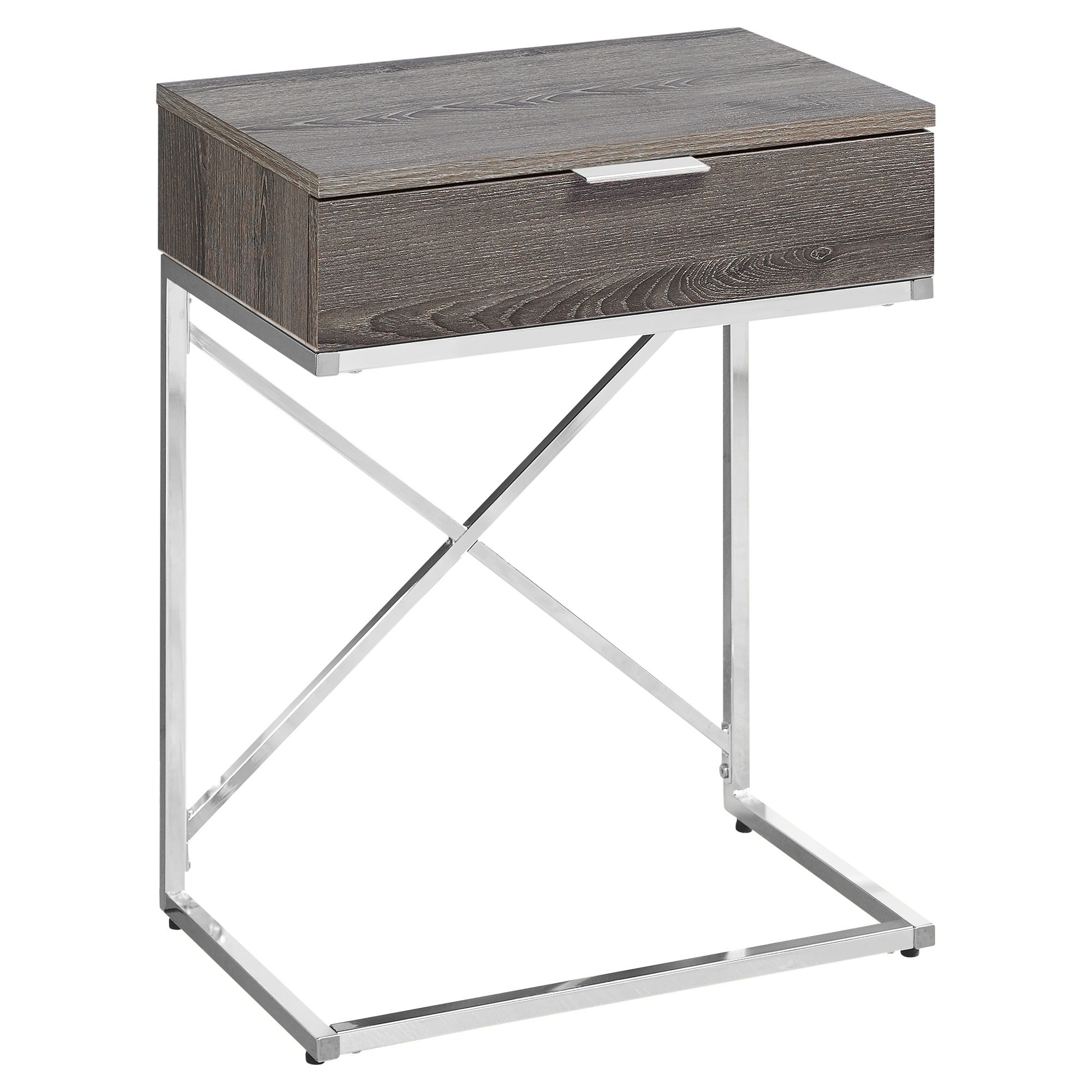ACCENT TABLE - 24"H / GLOSSY WHITE / CHROME METAL
