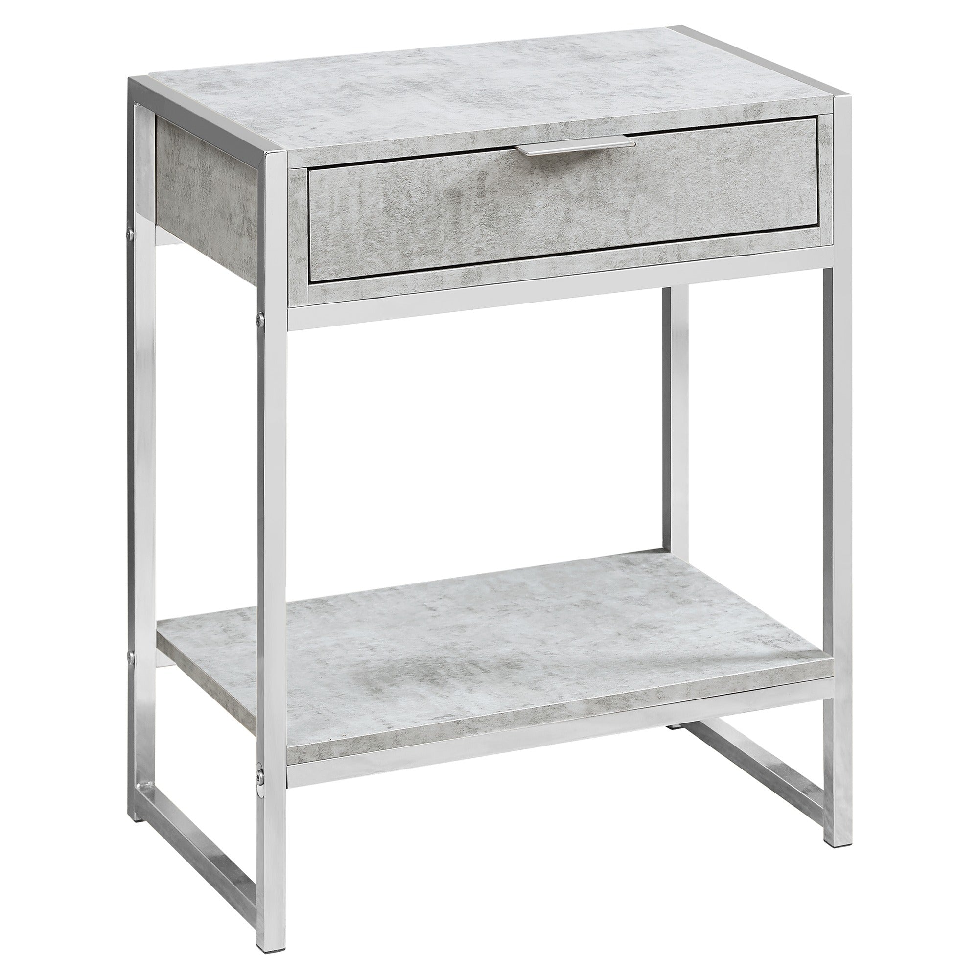 ACCENT TABLE - 24"H / GLOSSY WHITE / CHROME METAL