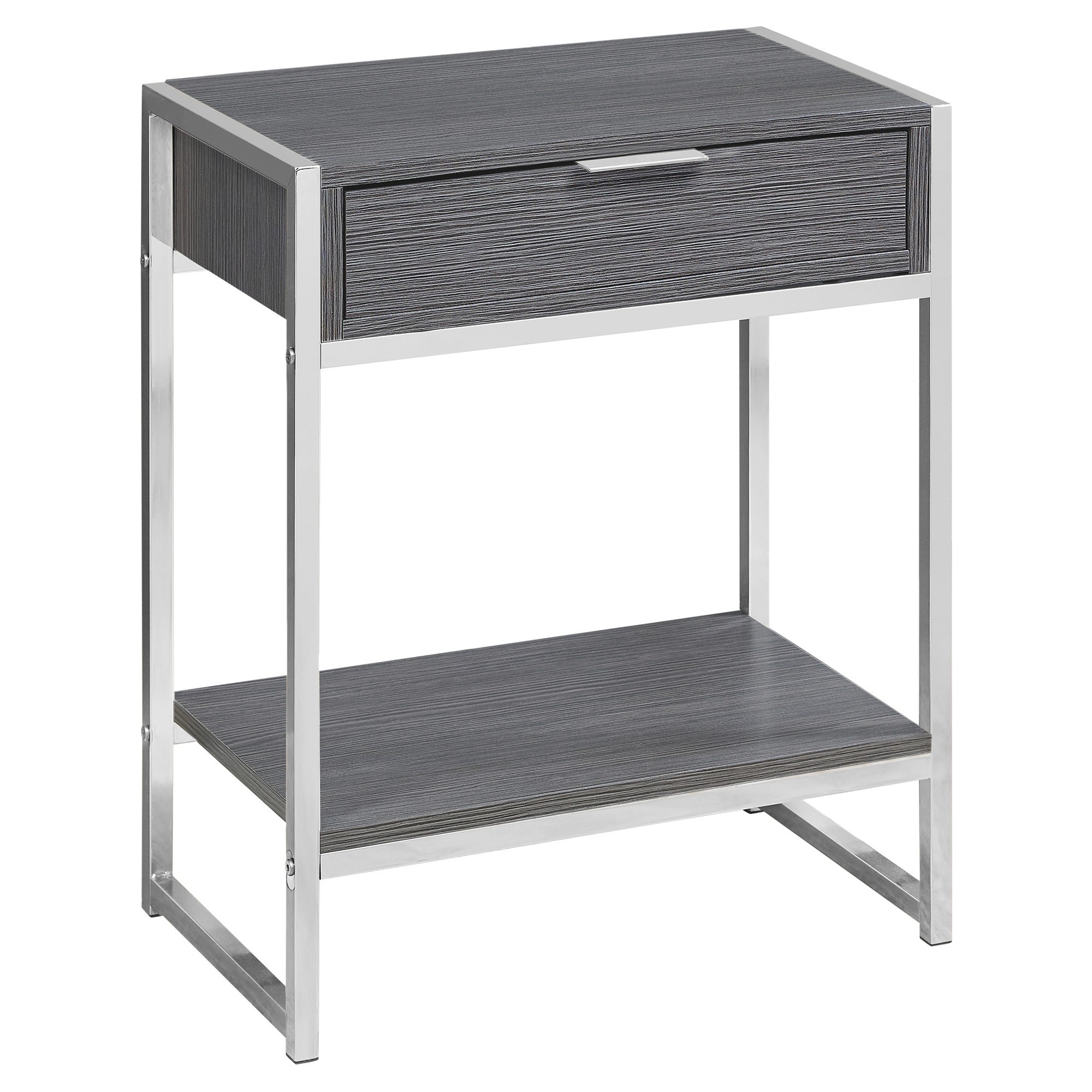 ACCENT TABLE - 24"H / GLOSSY WHITE / CHROME METAL