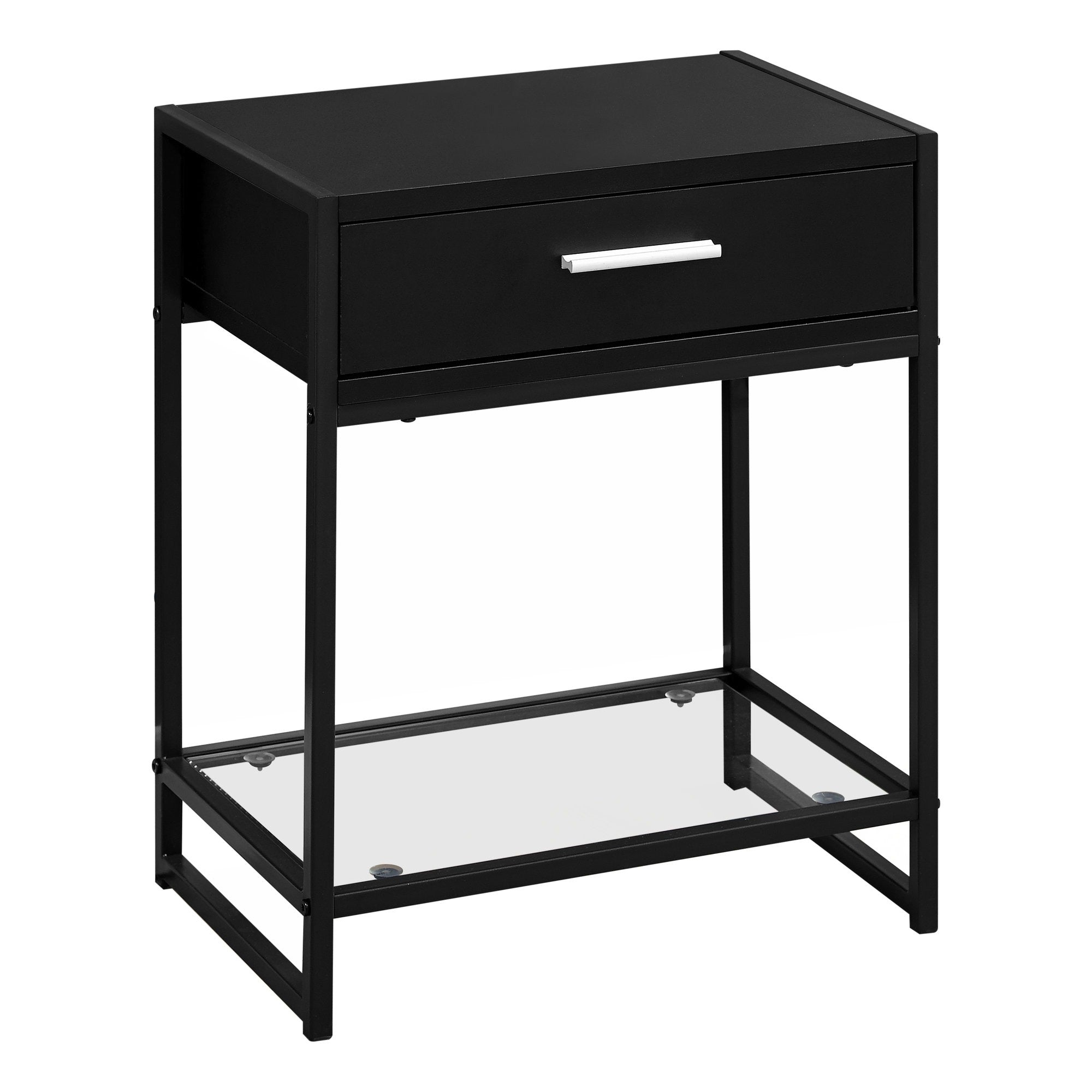 ACCENT TABLE - 22"H / GREY / BLACK METAL / TEMPERED GLASS