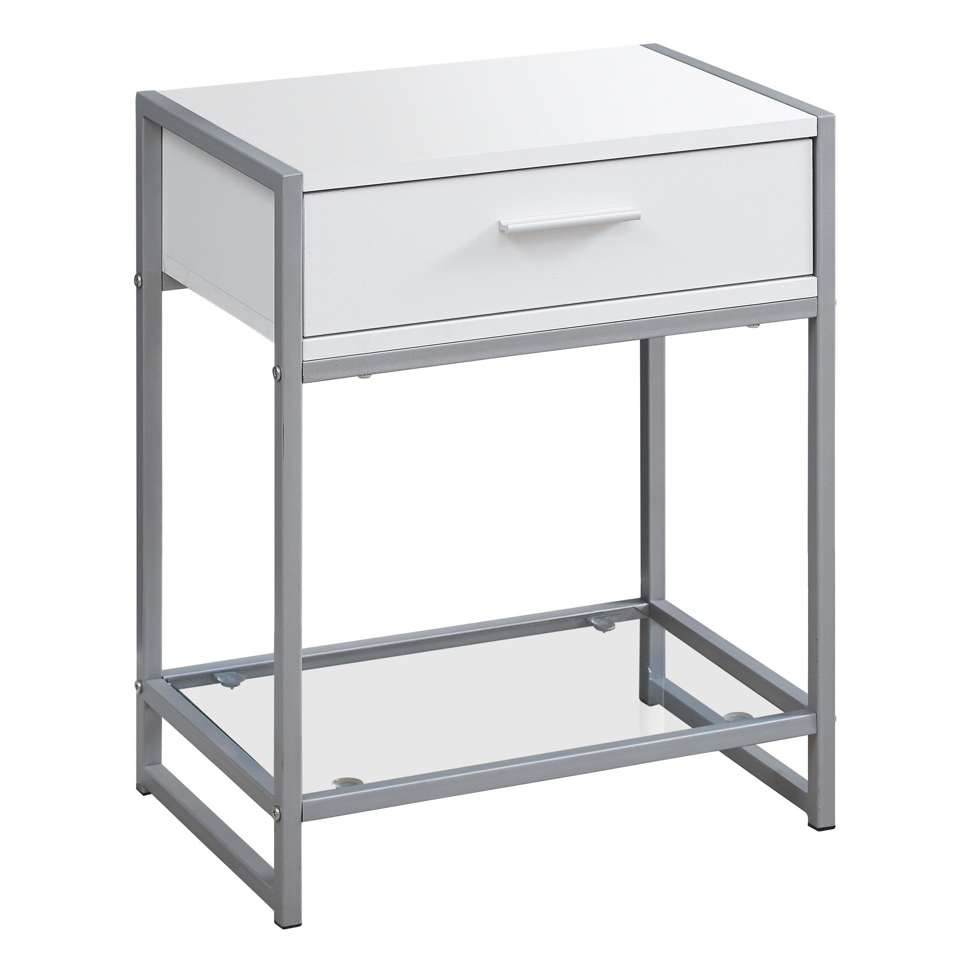 ACCENT TABLE - 22"H / GREY / BLACK METAL / TEMPERED GLASS