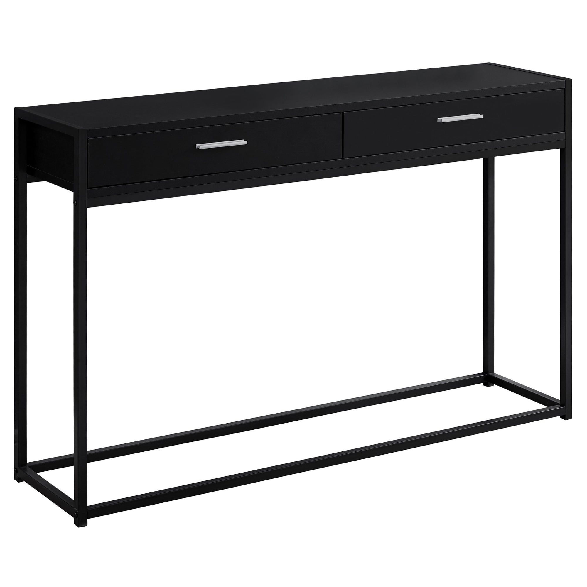 TABLE D'APPOINT - 48"L / CONSOLE D'ENTRÉE EN MÉTAL GRIS / NOIR