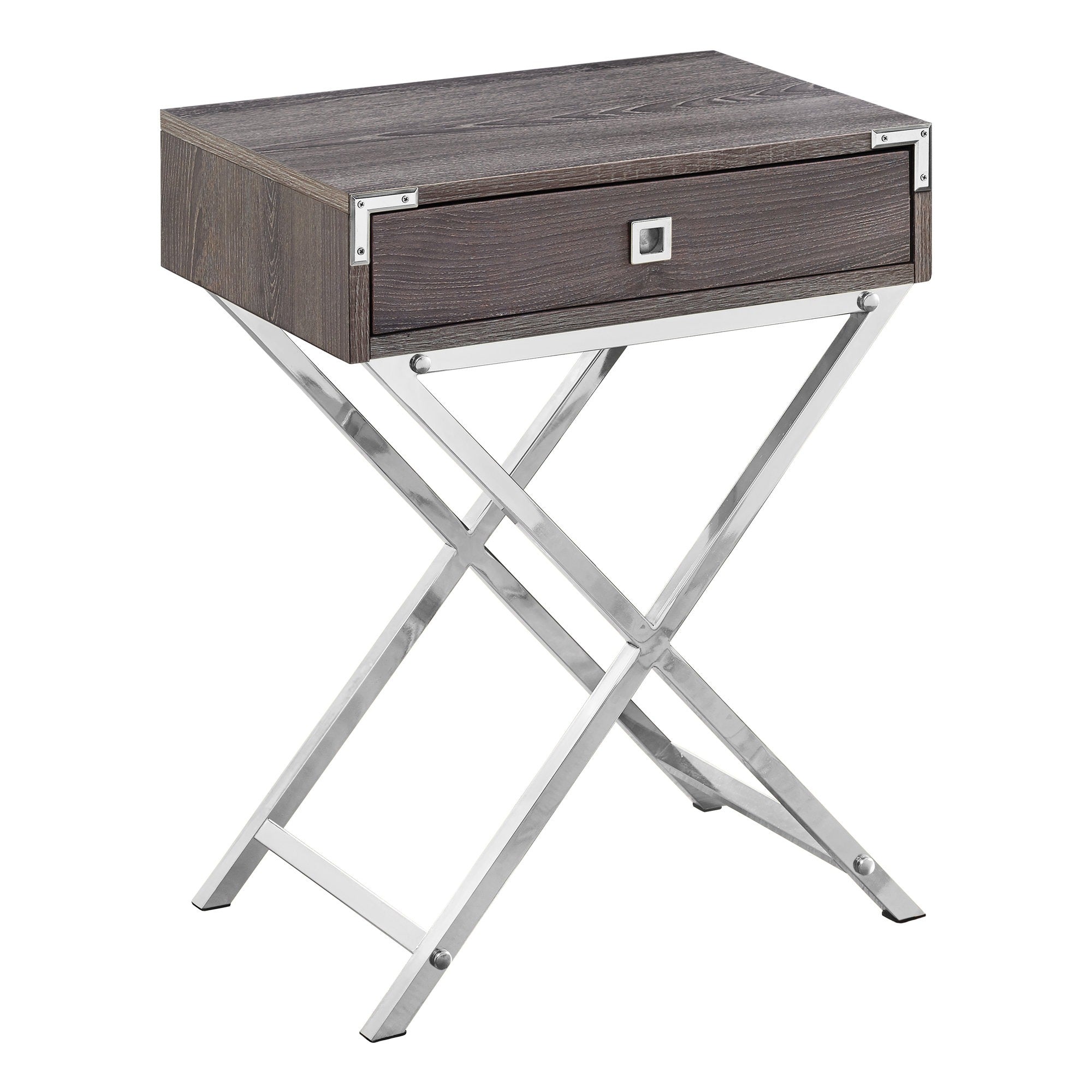 TABLE D'APPOINT - 24"H / CIMENT GRIS / MÉTAL NICKEL NOIR