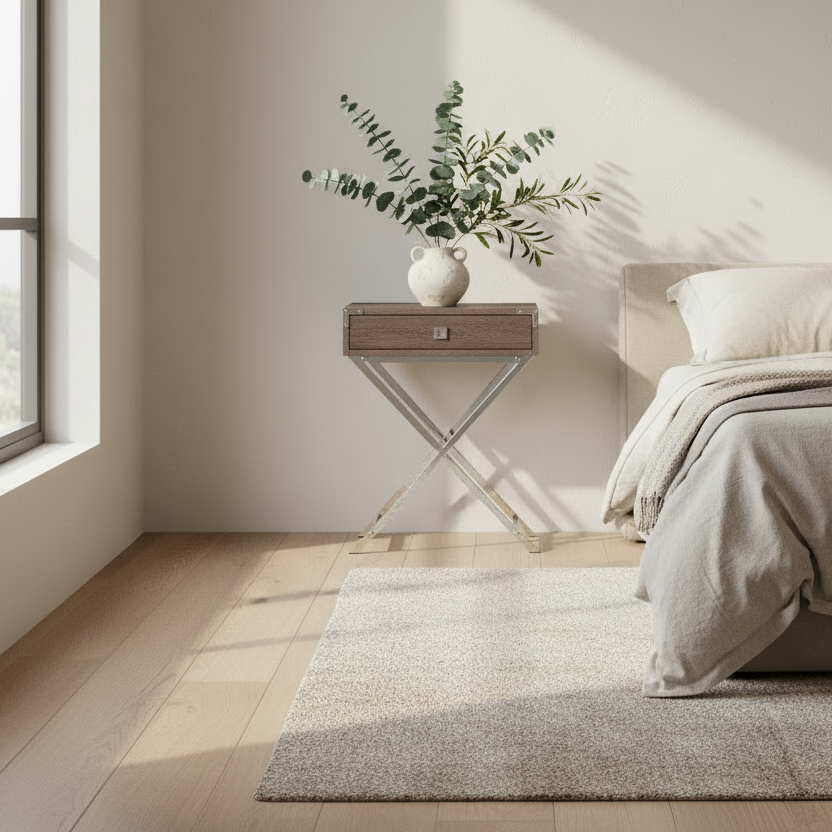 ACCENT TABLE - 24"H / GREY CEMENT / BLACK NICKEL METAL
