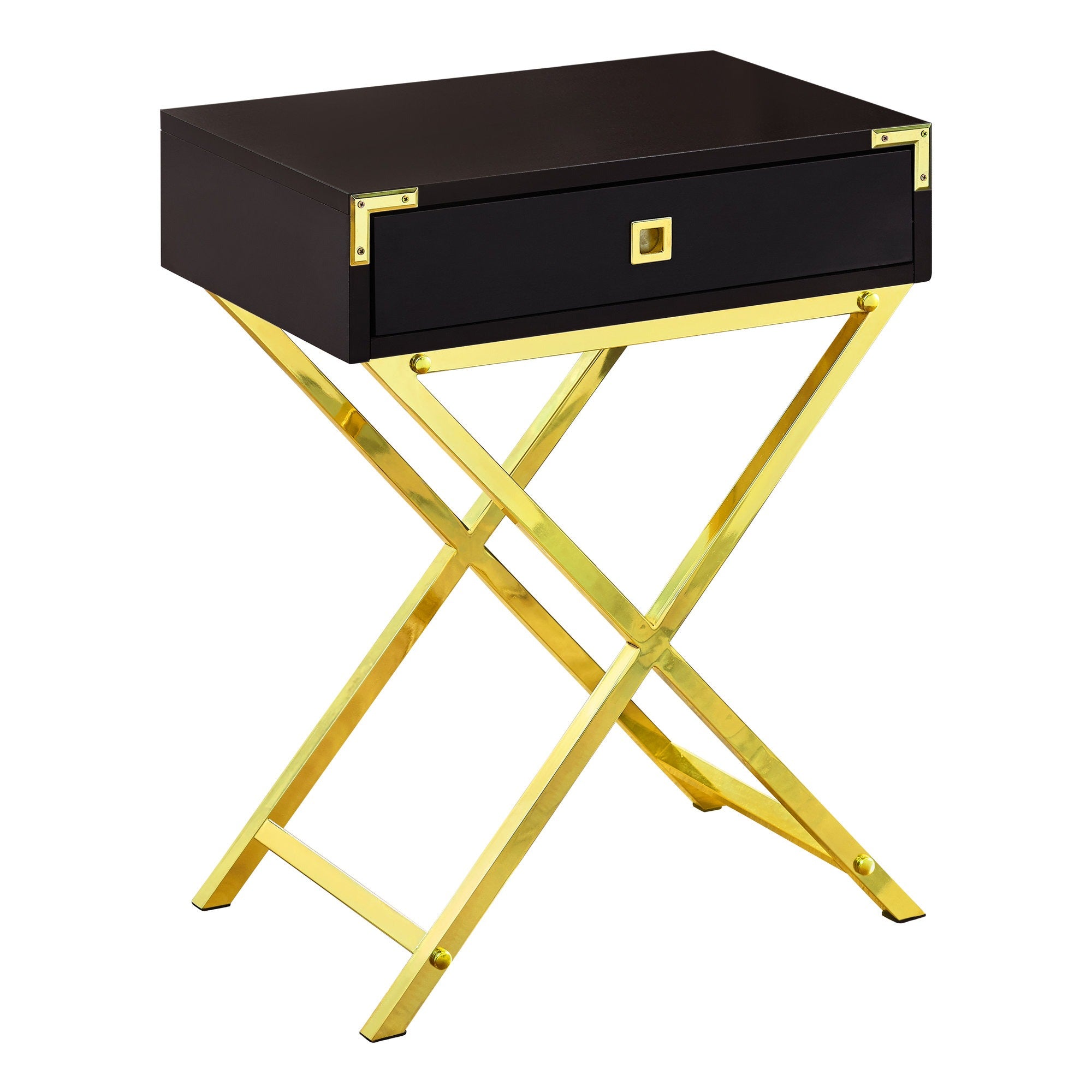 TABLE D'APPOINT - 24"H / CIMENT GRIS / MÉTAL NICKEL NOIR