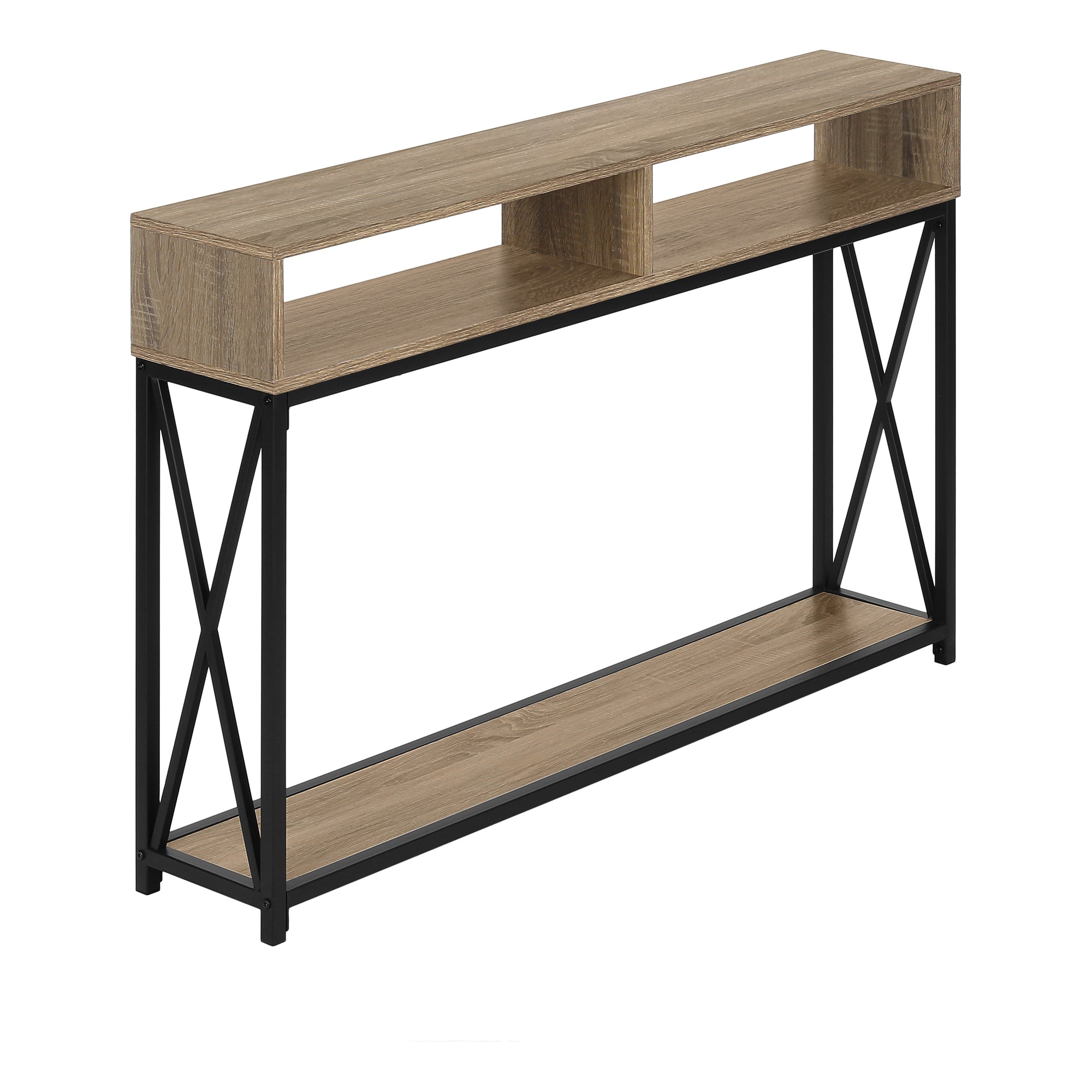 TABLE D'APPOINT - 48"L / CONSOLE D'ENTRÉE EN MÉTAL GRIS / NOIR