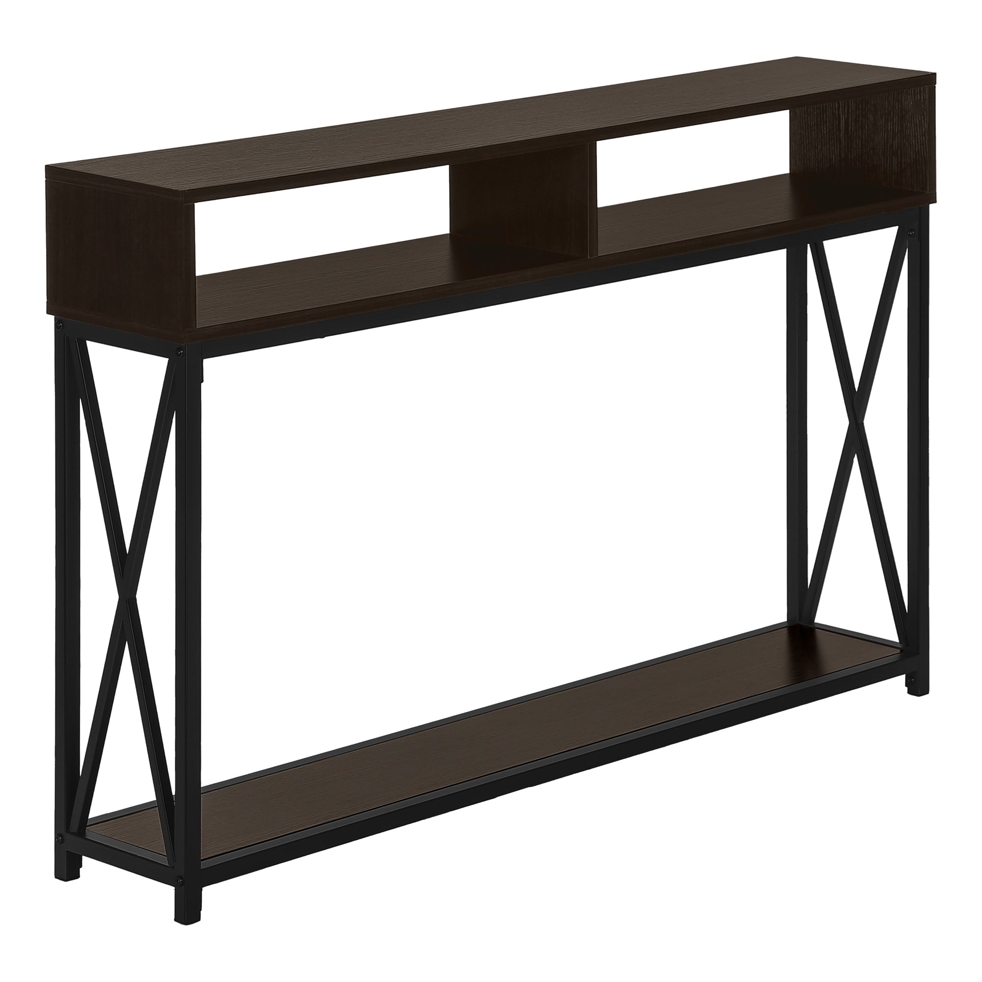 TABLE D'APPOINT - 48"L / CONSOLE D'ENTRÉE EN MÉTAL GRIS / NOIR