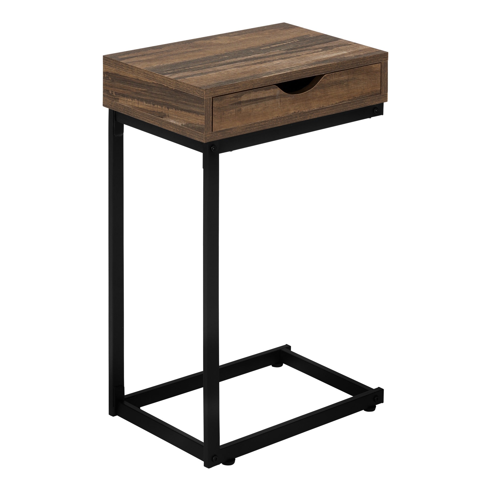 ACCENT TABLE - BLACK / BLACK METAL WITH A DRAWER