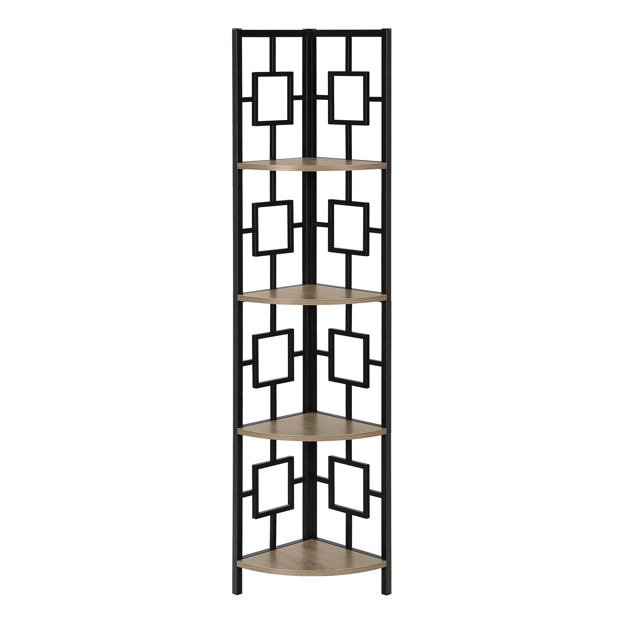 BOOKCASE - 62"H / BLACK / BLACK METAL CORNER ETAGERE