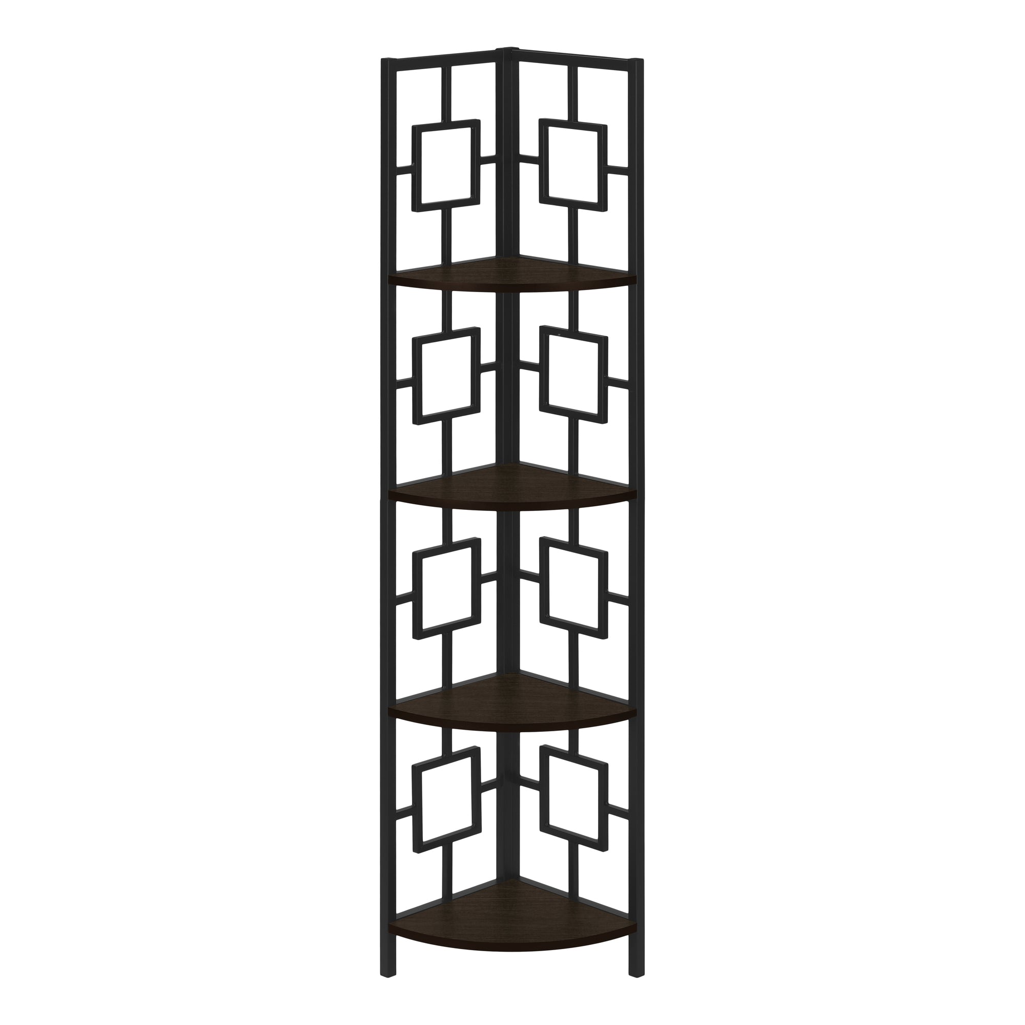 BOOKCASE - 62"H / BLACK / BLACK METAL CORNER ETAGERE