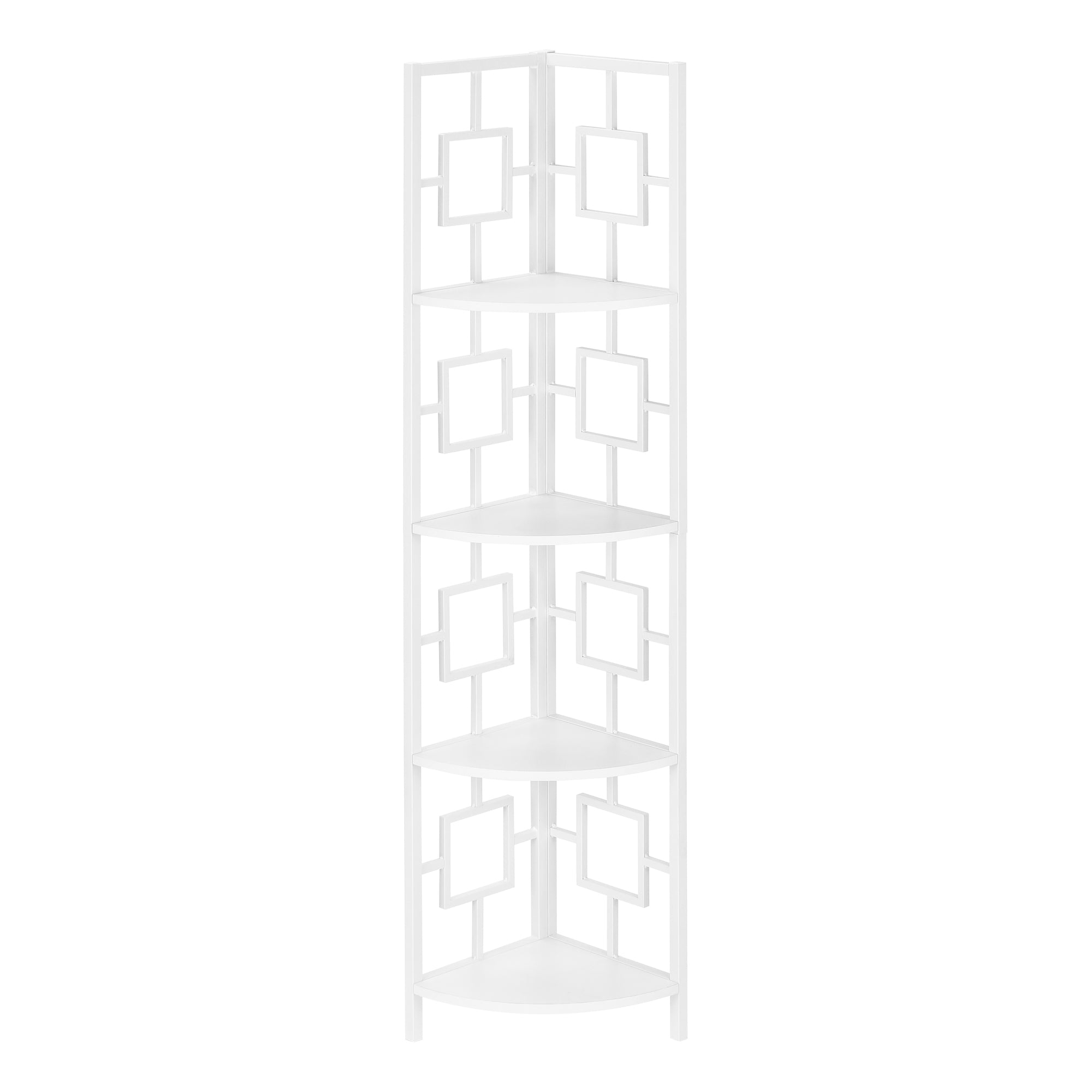 BOOKCASE - 62"H / BLACK / BLACK METAL CORNER ETAGERE