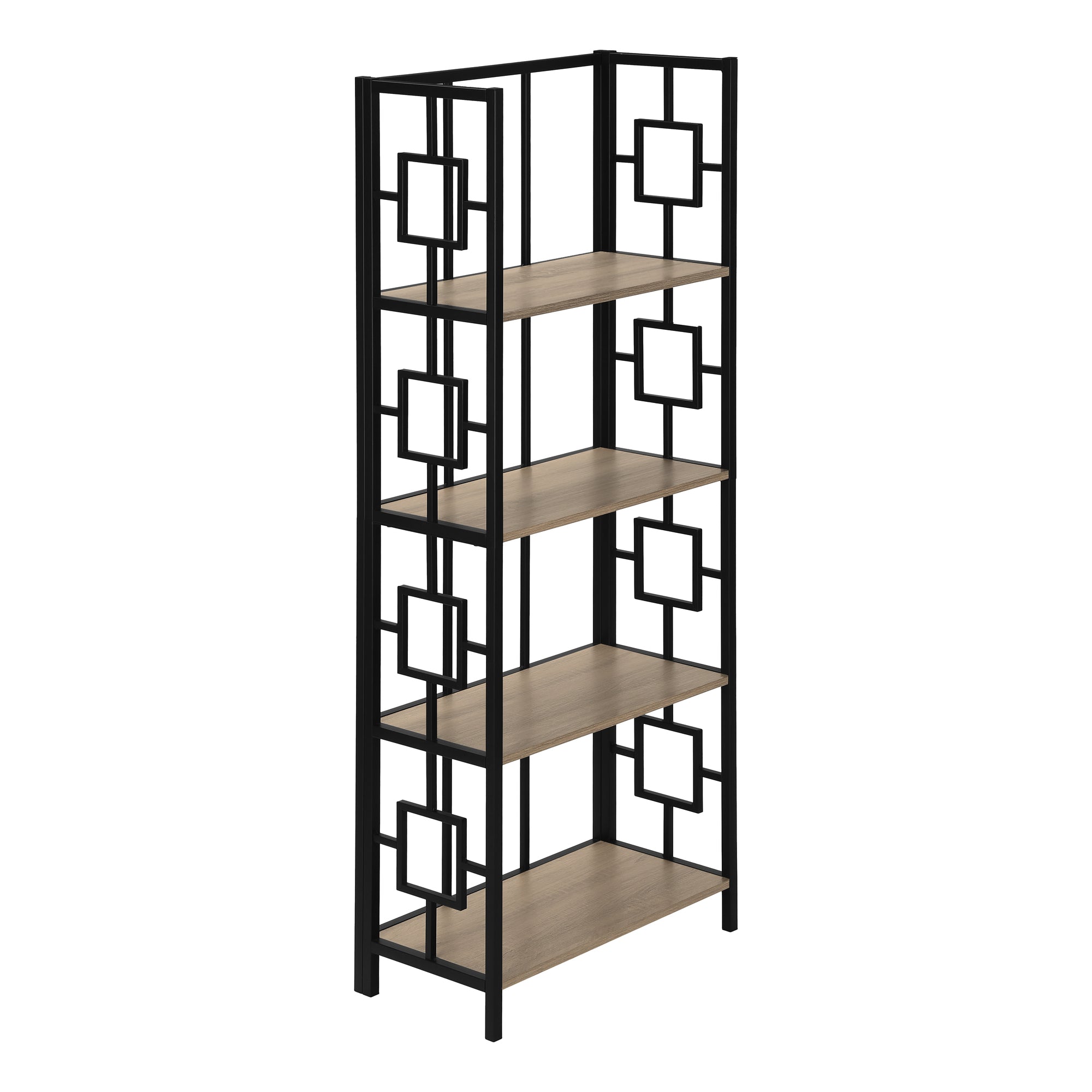 BOOKCASE - 62"H / BLACK / BLACK METAL ETAGERE