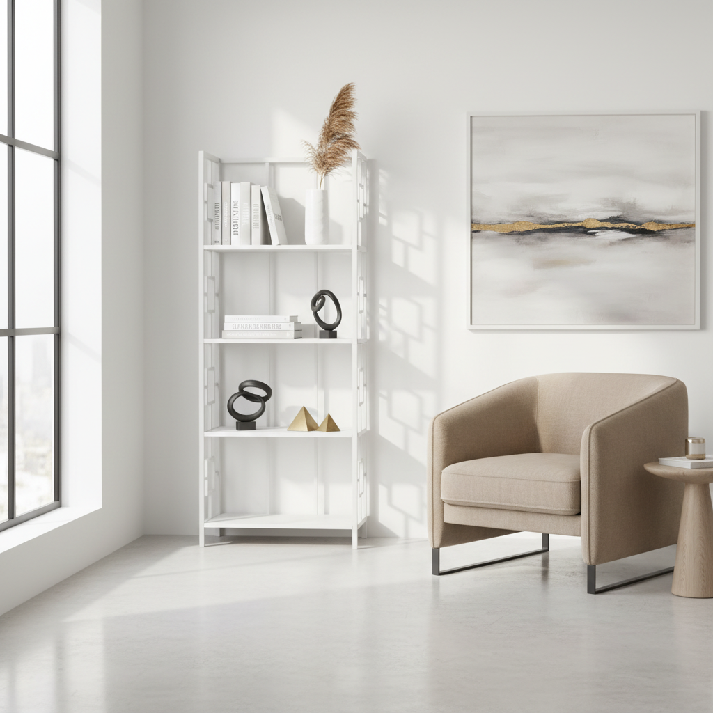 BOOKCASE - 62"H / BLACK / BLACK METAL ETAGERE