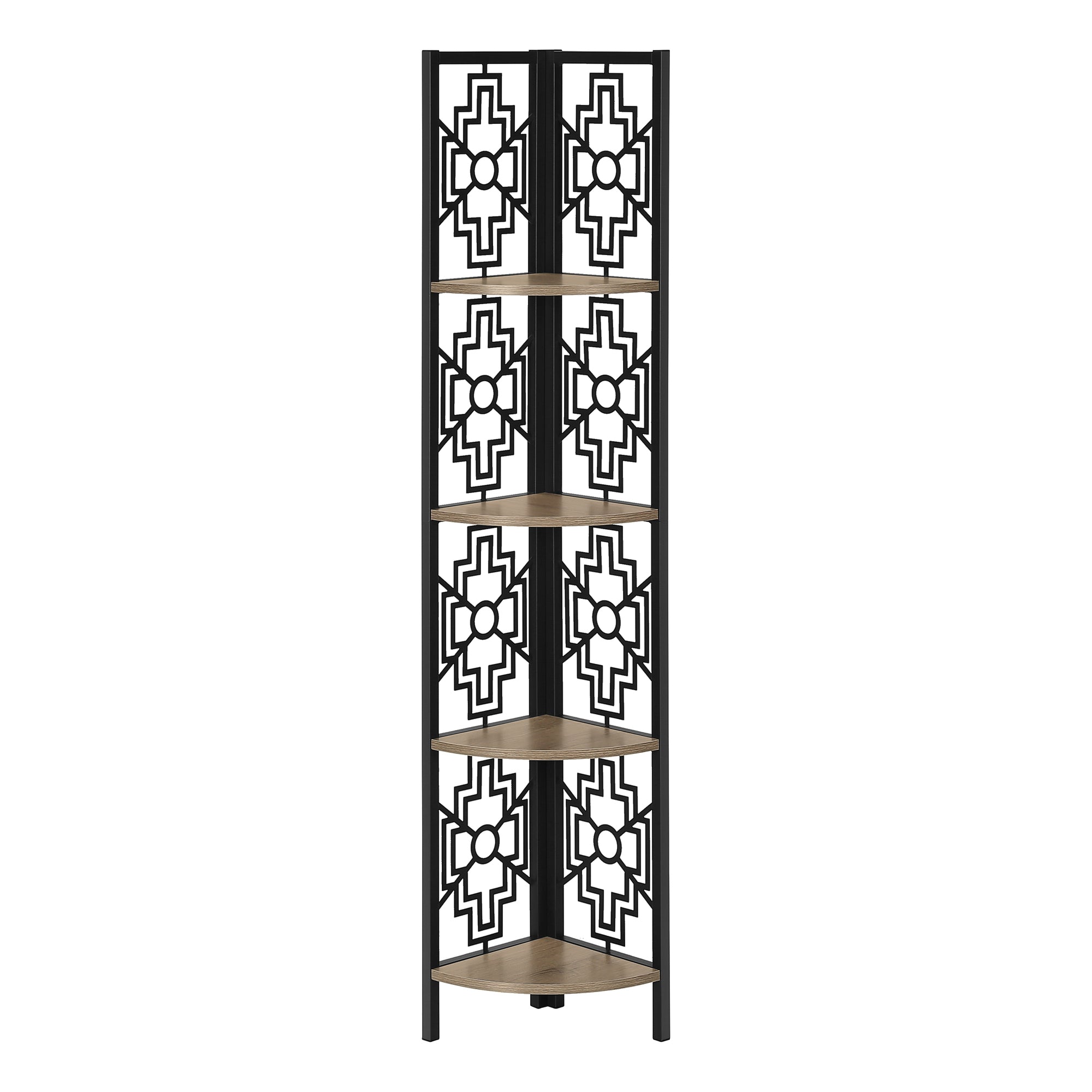 BOOKCASE - 62"H / BLACK / BLACK METAL CORNER ETAGERE