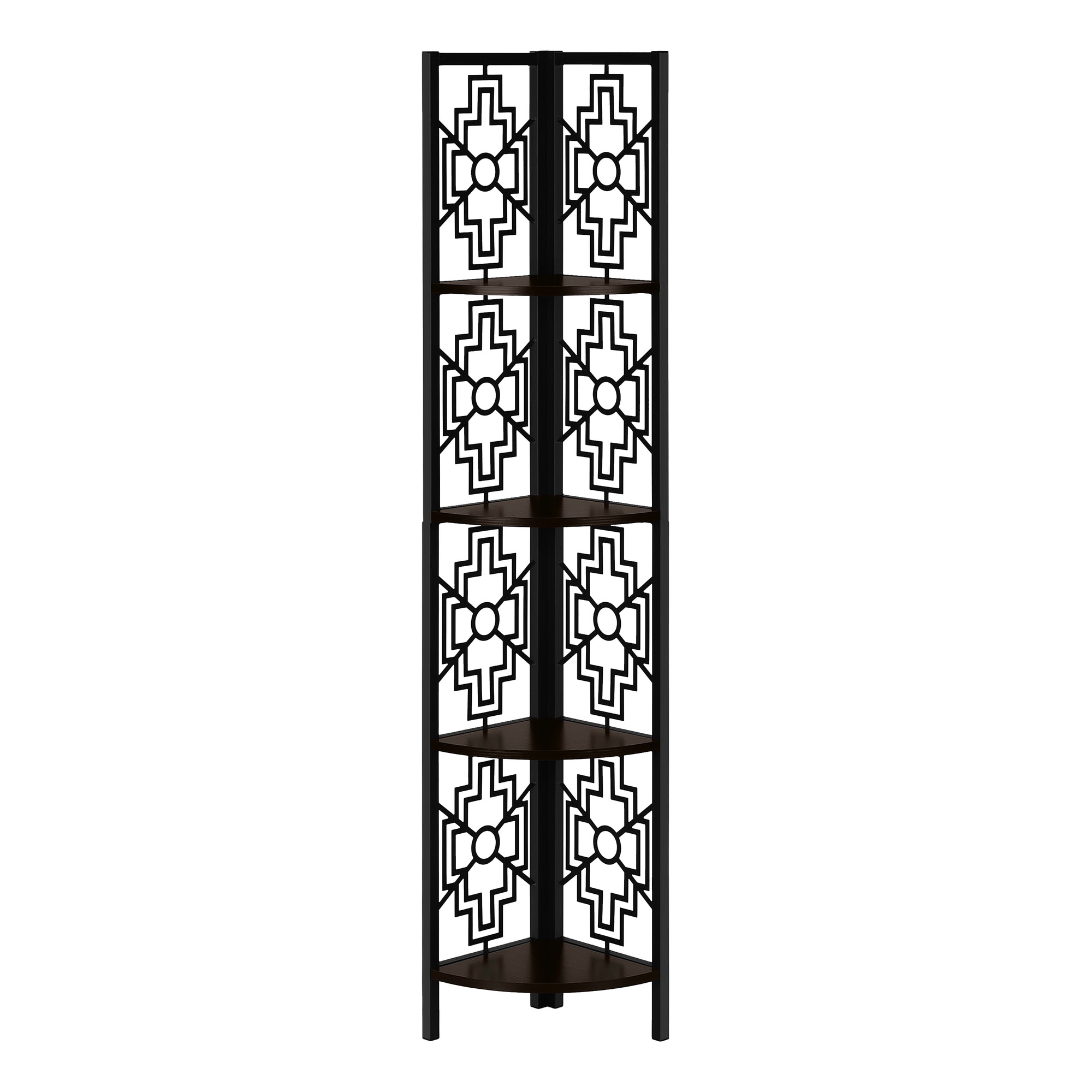BOOKCASE - 62"H / BLACK / BLACK METAL CORNER ETAGERE
