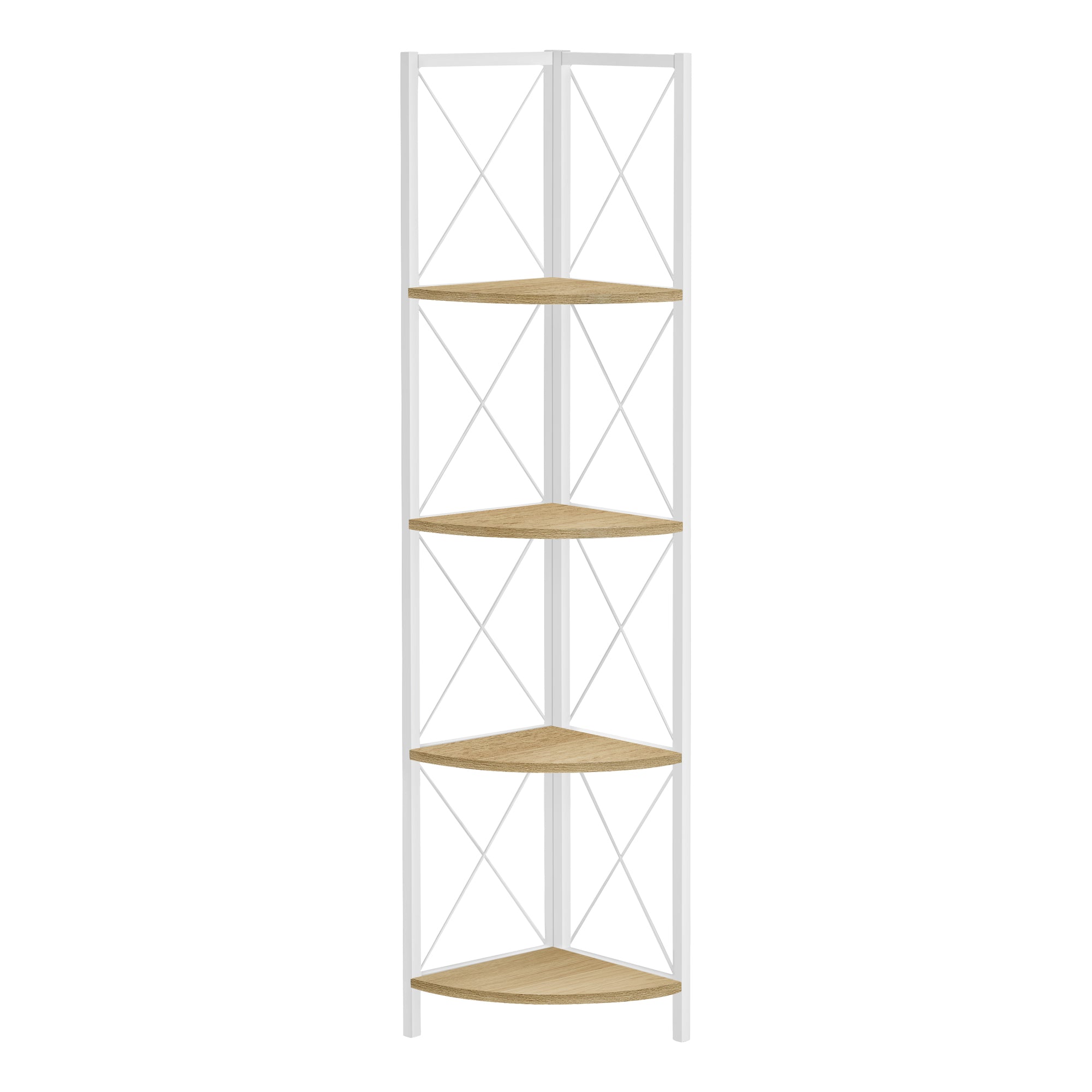 BOOKCASE - 60"H / ESPRESSO / BLACK METAL CORNER ETAGERE