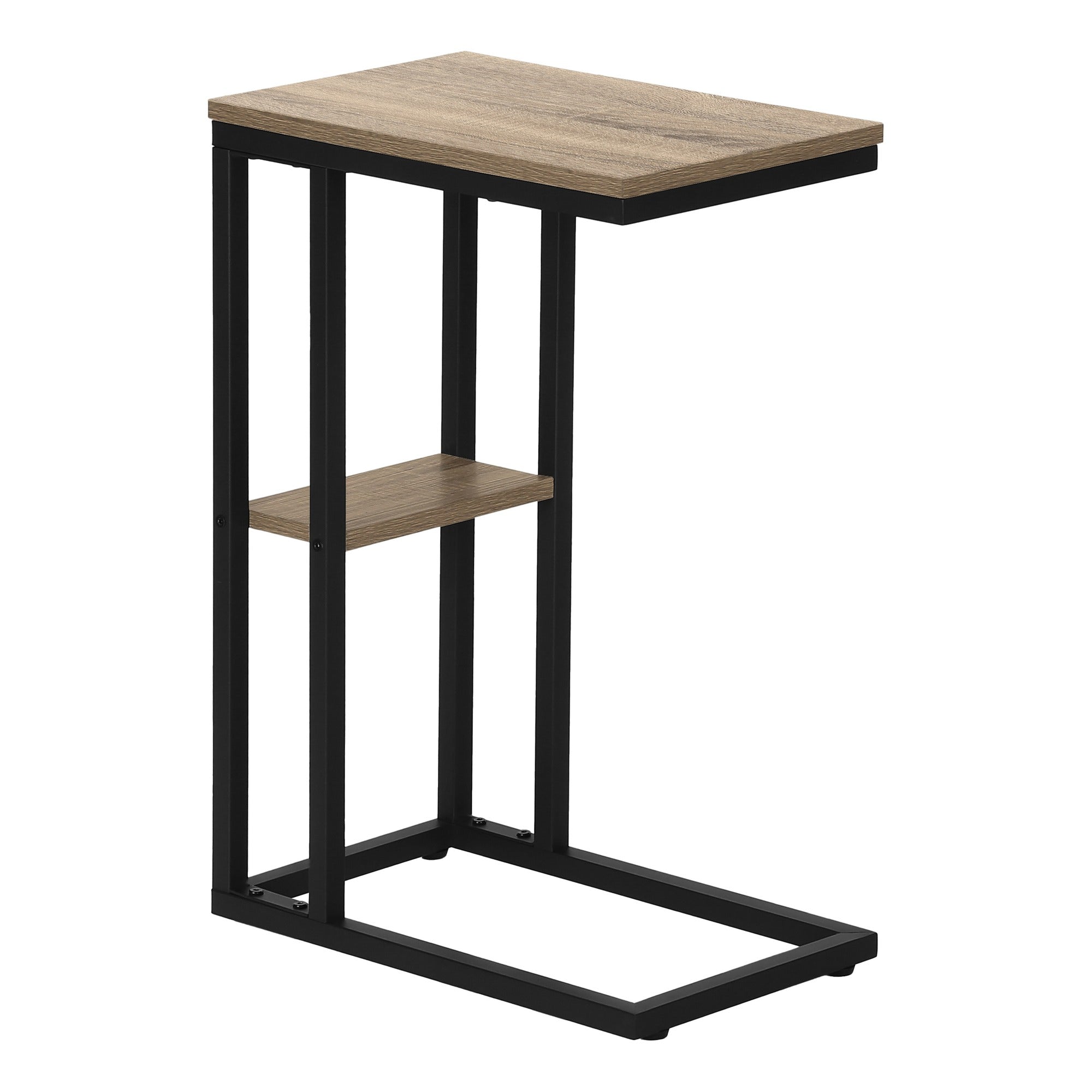 ACCENT TABLE - 25"H / ESPRESSO / BLACK METAL