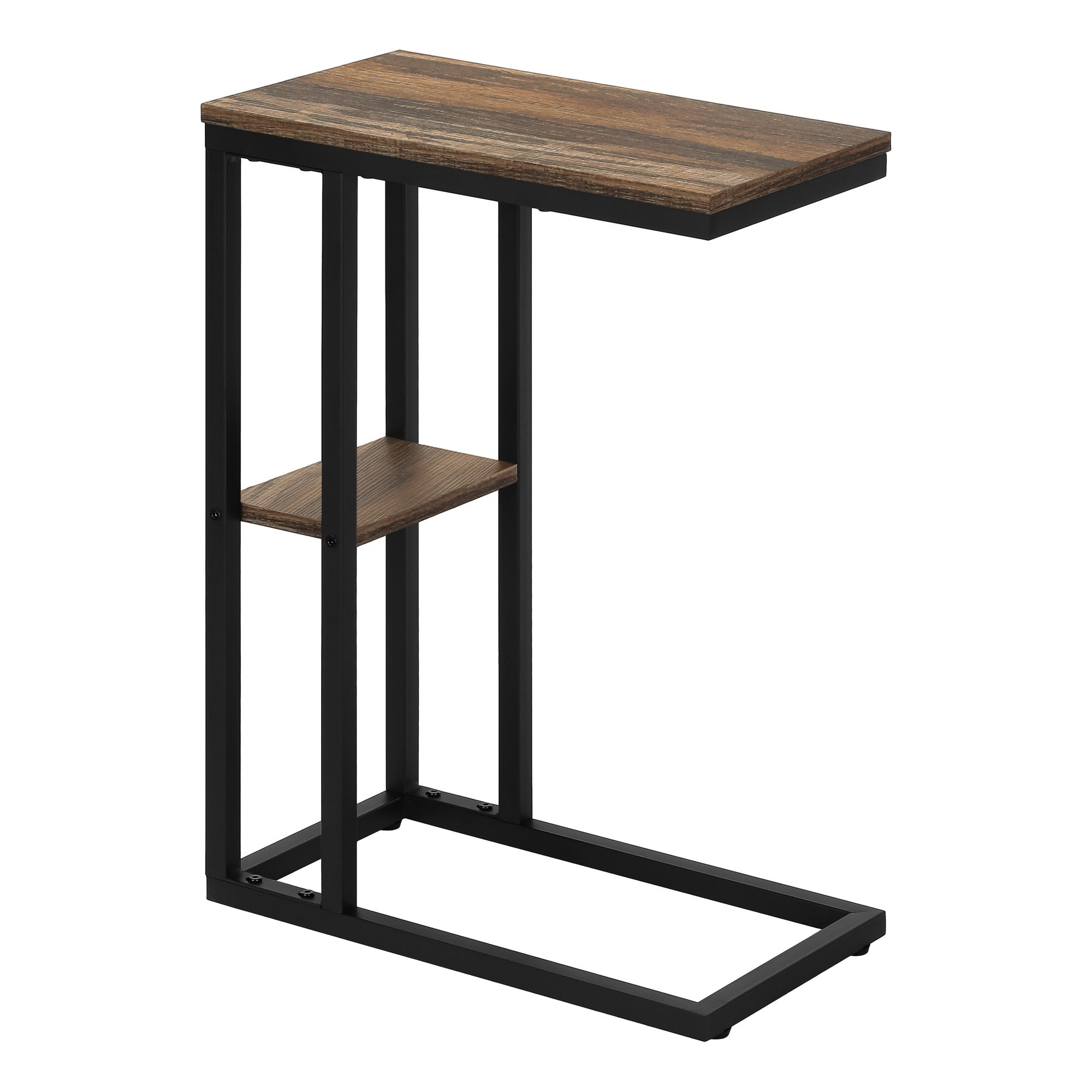 ACCENT TABLE - 25"H / ESPRESSO / BLACK METAL
