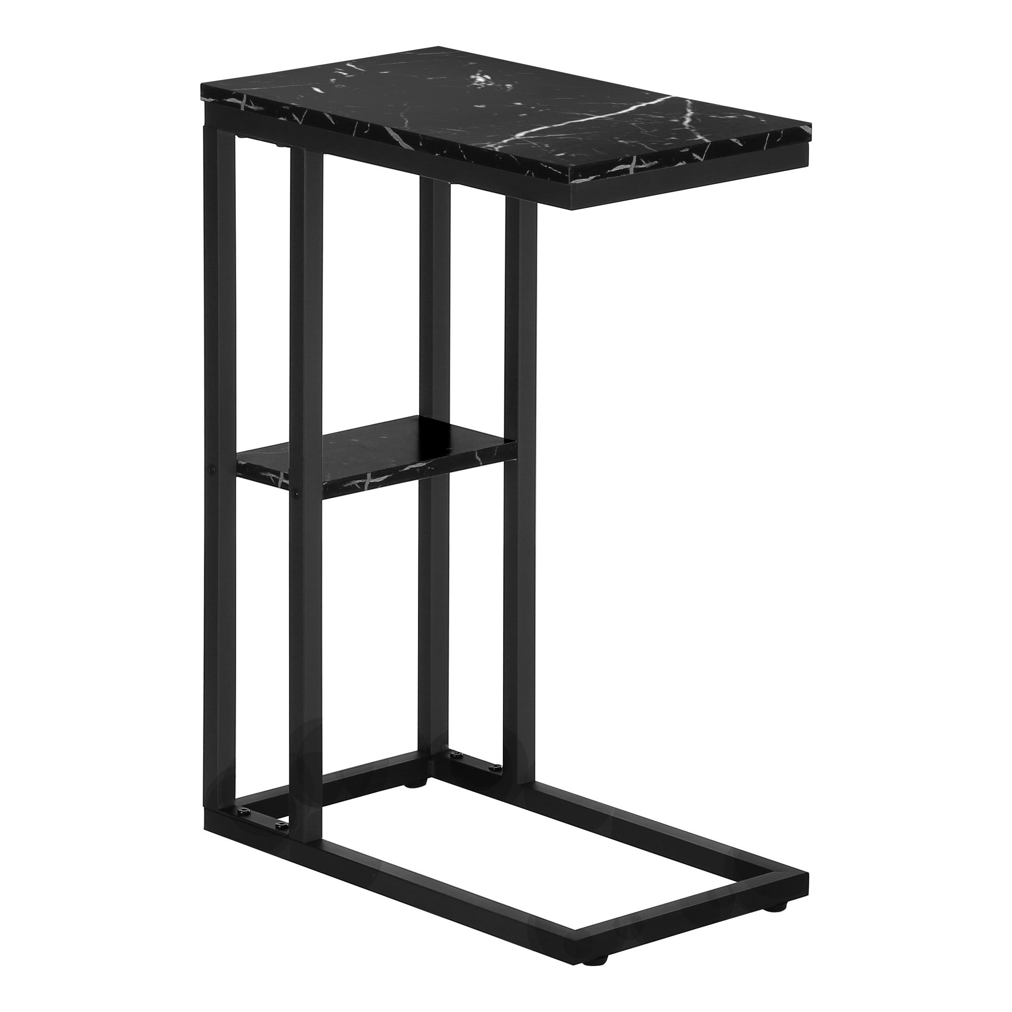ACCENT TABLE - 25"H / ESPRESSO / BLACK METAL