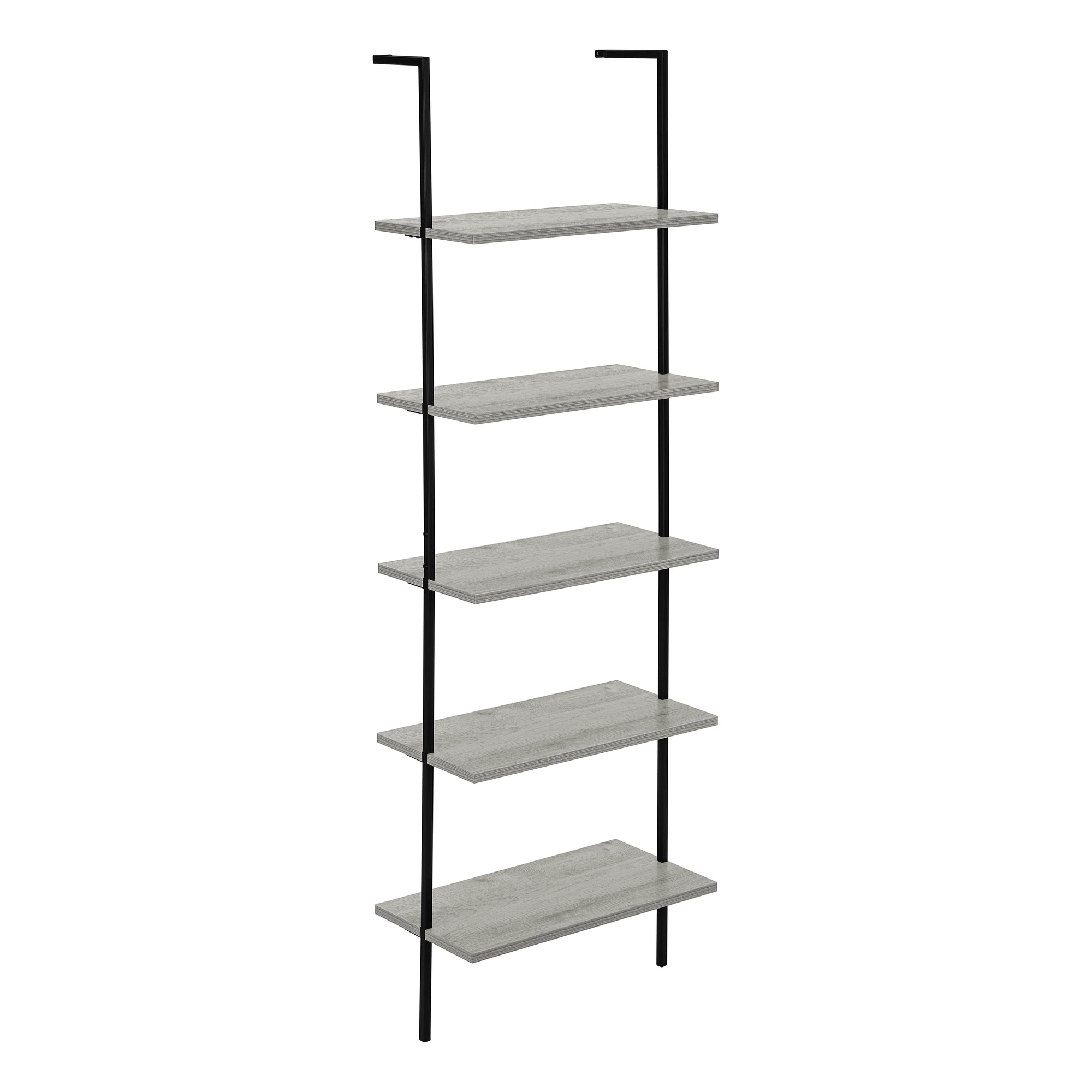 BOOKCASE - 72"H LADDER BROWN RECLAIMED / BLACK METAL