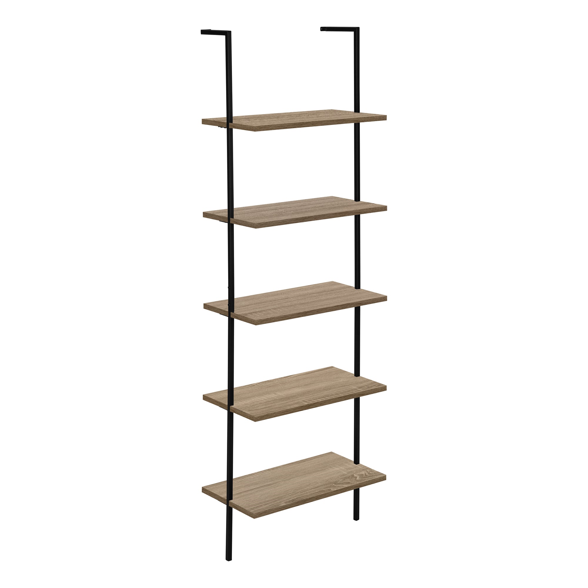 BOOKCASE - 72"H LADDER BROWN RECLAIMED / BLACK METAL
