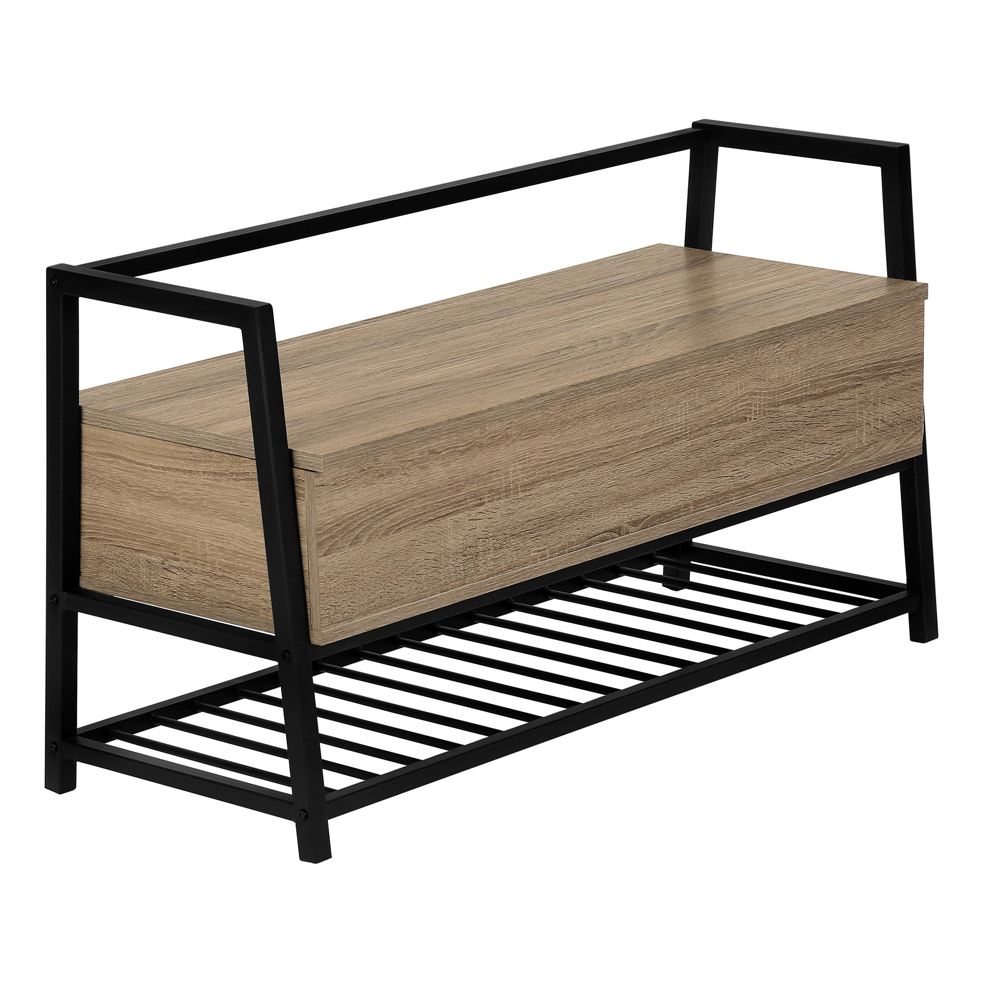 BANC - 42"L / RANGEMENT GRIS / MÉTAL NOIR