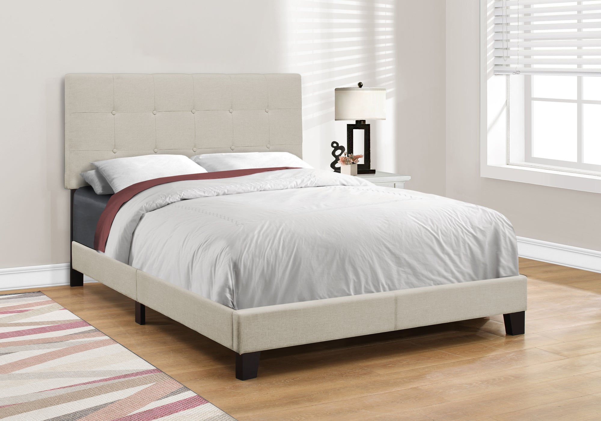 BOUCLE FABRIC UPHOLSTERED FULL SIZE BED FRAME