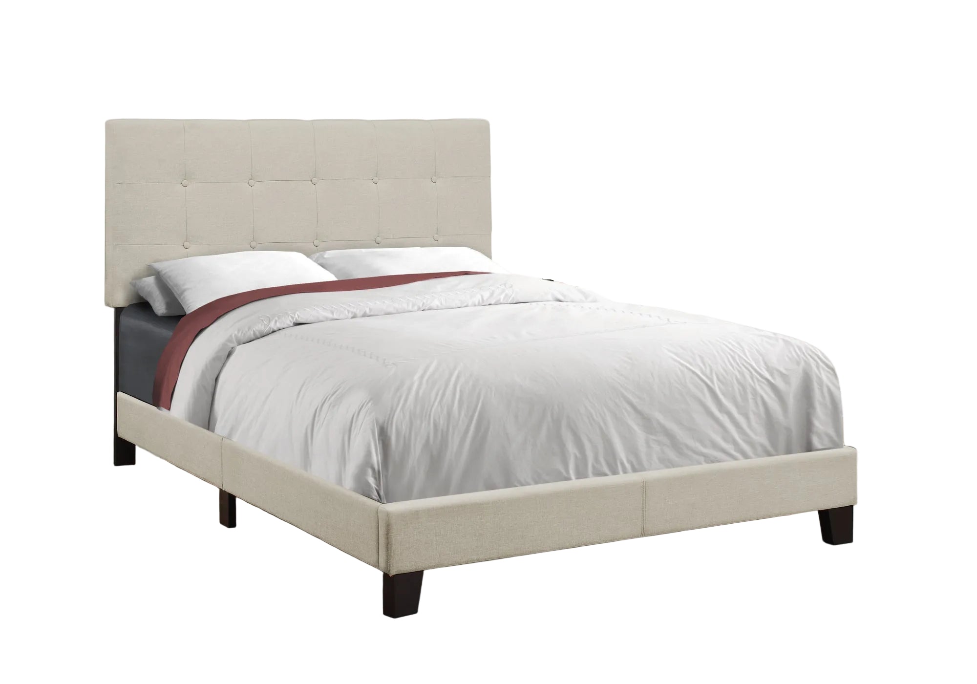 Cadre de lit double rembourré en tissu bouclé