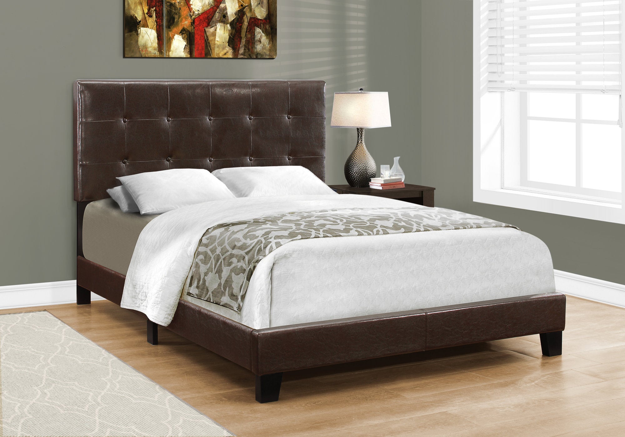 BOUCLE FABRIC UPHOLSTERED FULL SIZE BED FRAME