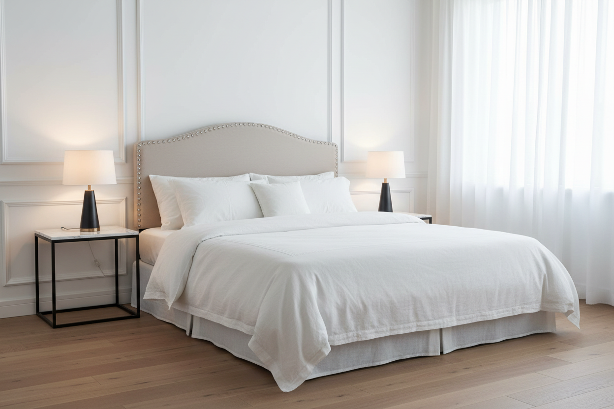 BED - FULL SIZE / BROWN LEATHER-LOOK HEADBOARD ONLY