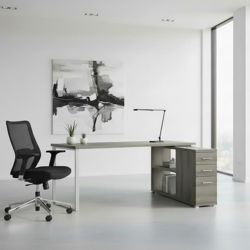 BUREAU D'ORDINATEUR - BLANC COIN GAUCHE OU DROIT