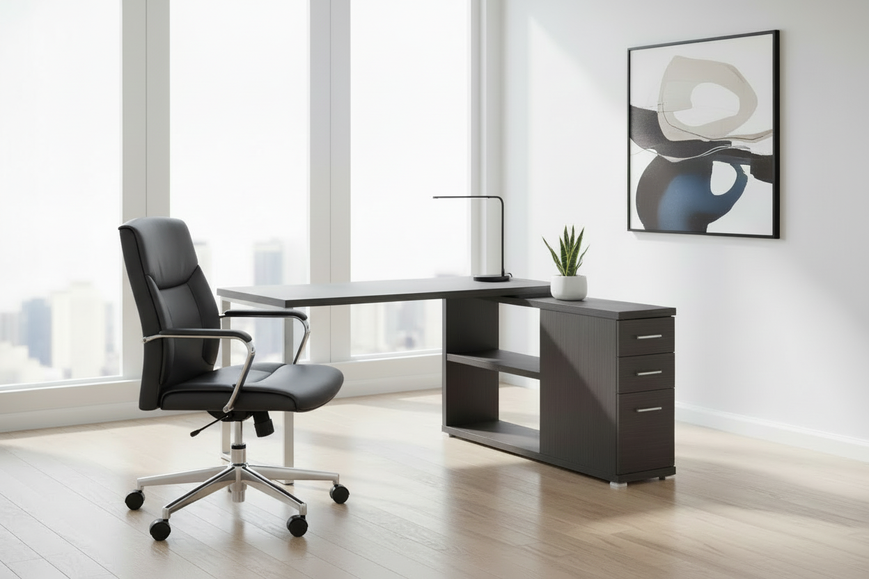 BUREAU D'ORDINATEUR - BLANC COIN GAUCHE OU DROIT