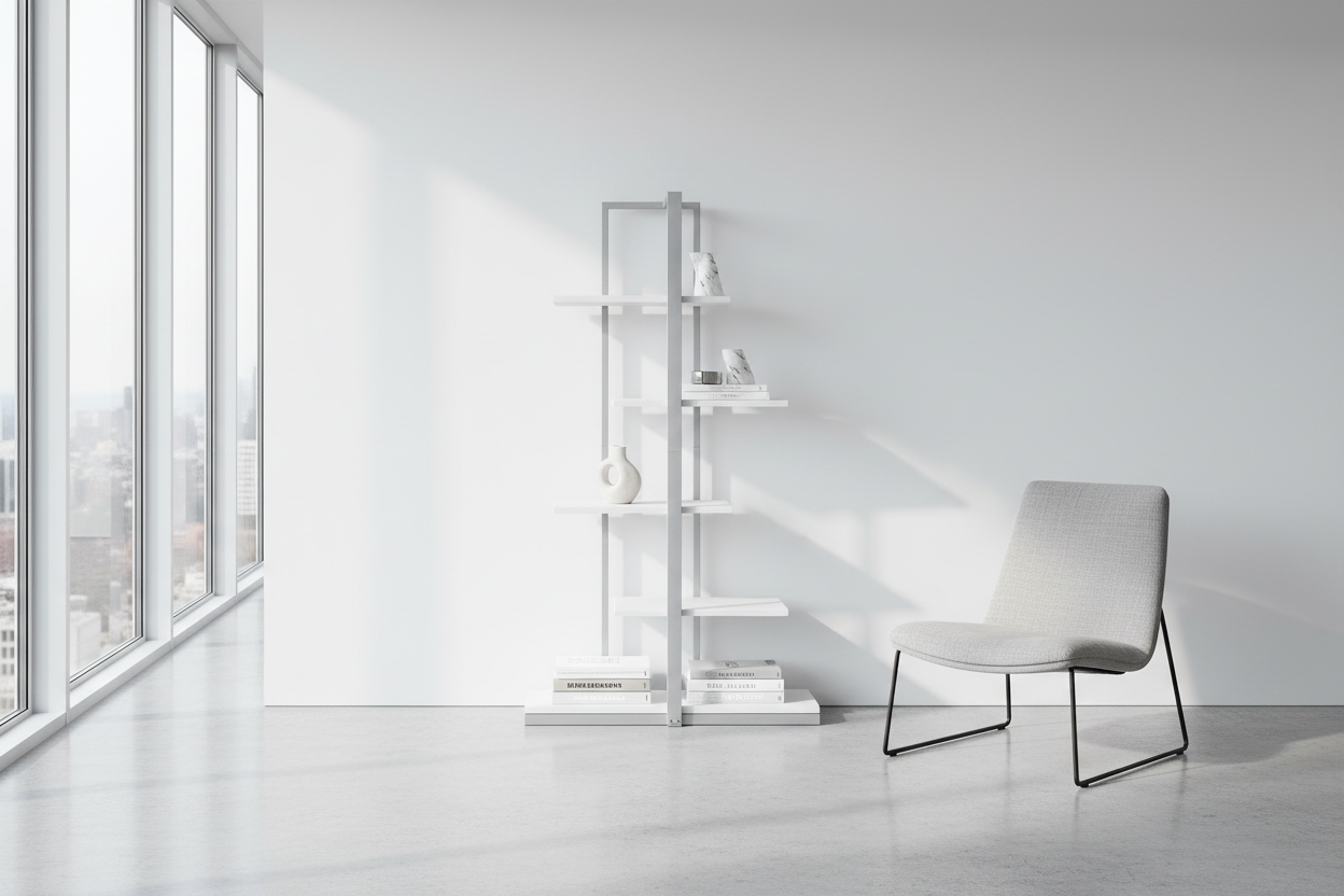 BOOKCASE - 60"H / BLACK / BLACK METAL