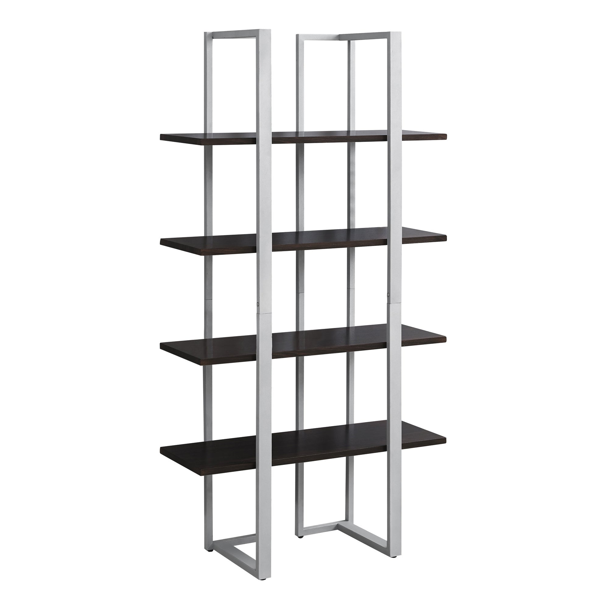 BOOKCASE - 60"H / DARK TAUPE / BLACK METAL