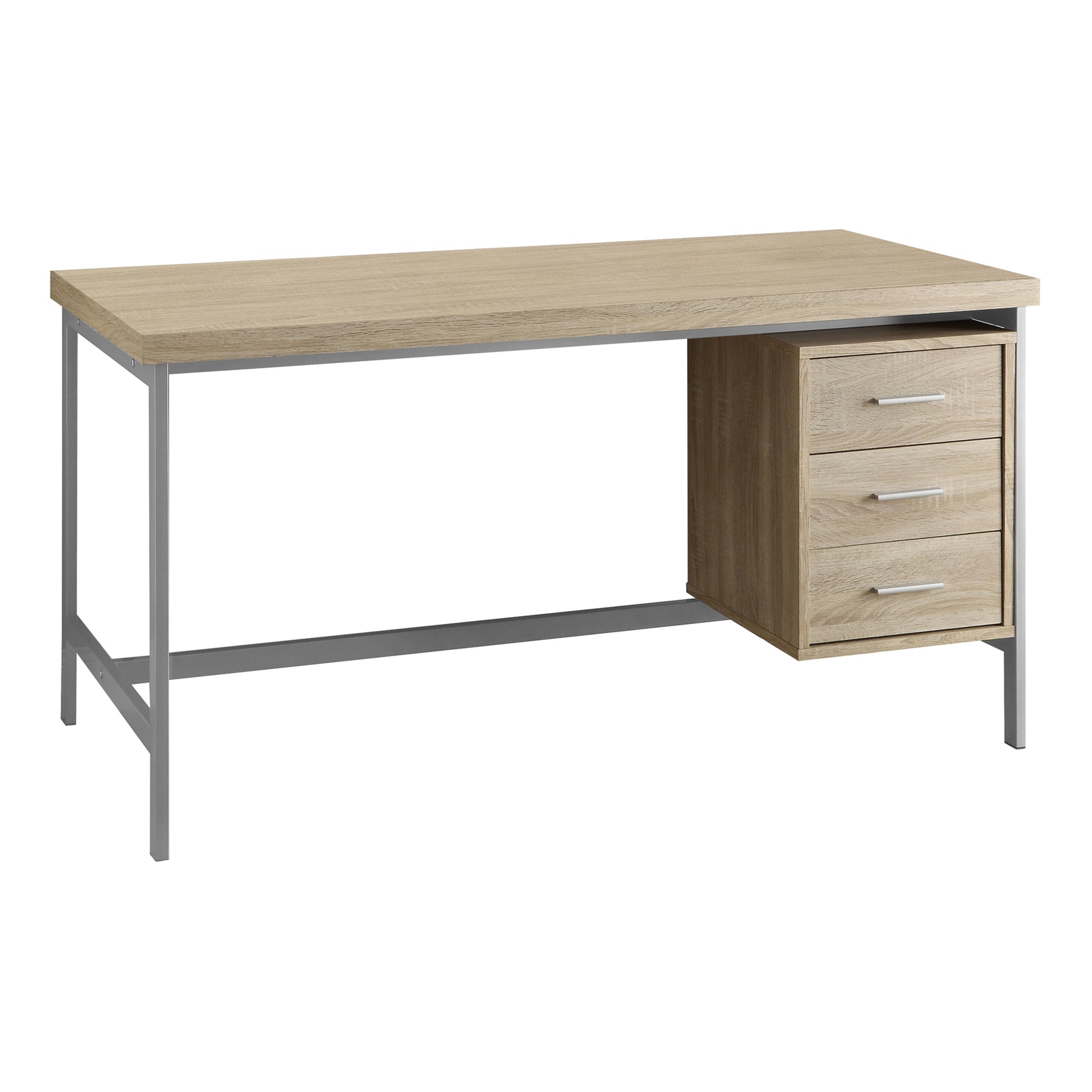 BUREAU D'ORDINATEUR - 60"L / BLANC / MÉTAL ARGENTÉ