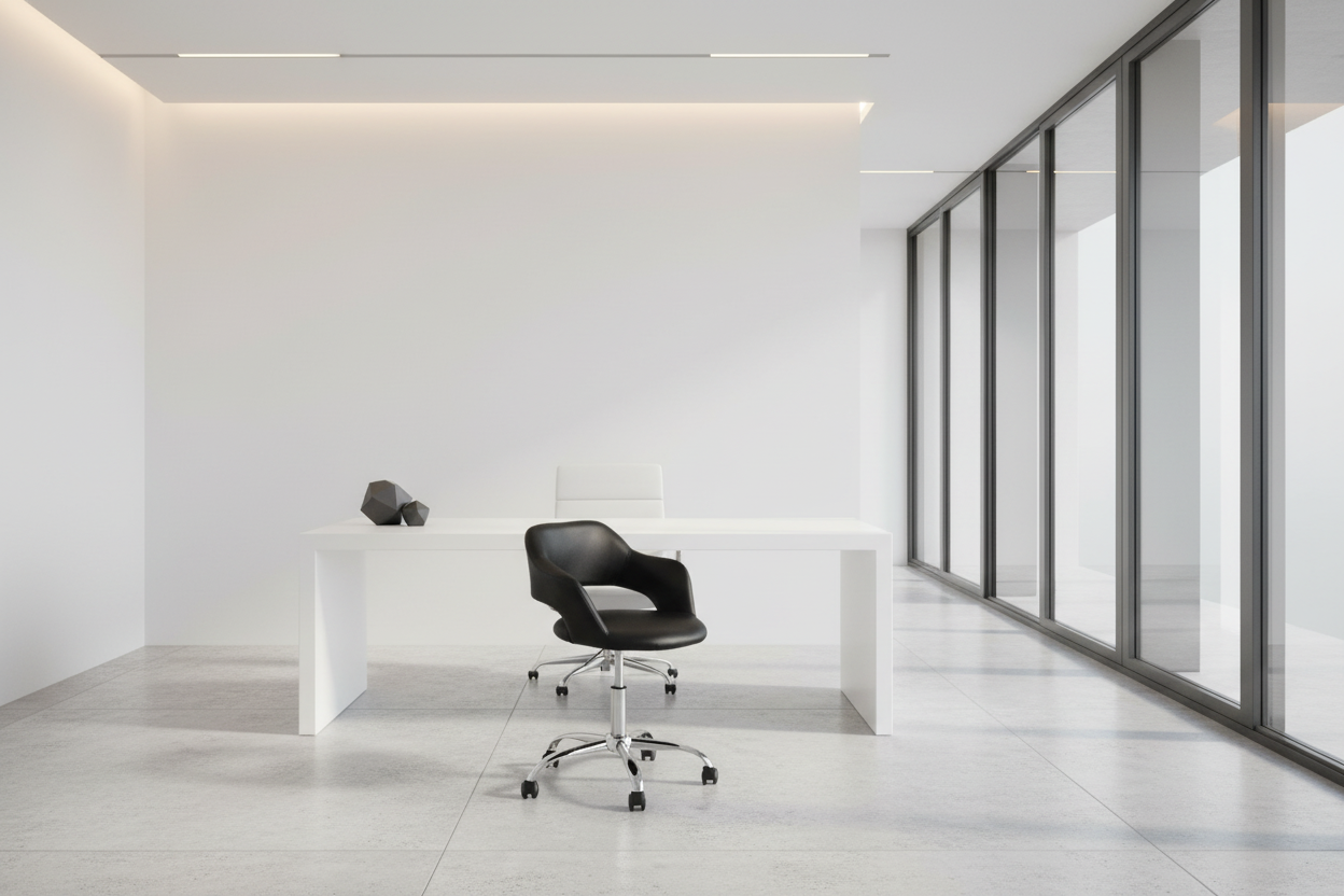 CHAISE DE BUREAU - BASE LEVE-PIED HYDRAULIQUE EN MÉTAL BLANC / CHROMÉ