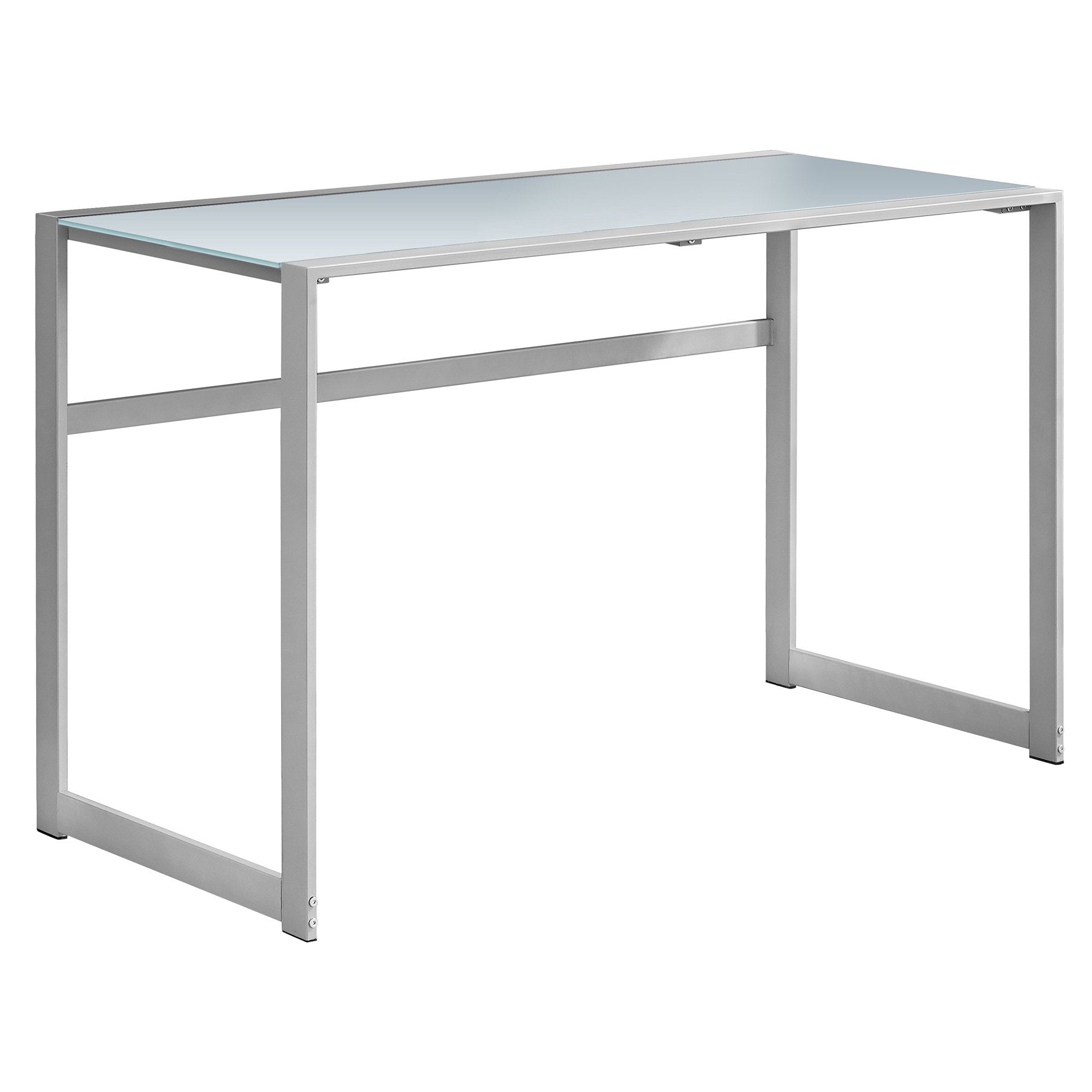 COMPUTER DESK - 48"L / BLACK METAL / BLACK TEMPERED GLASS