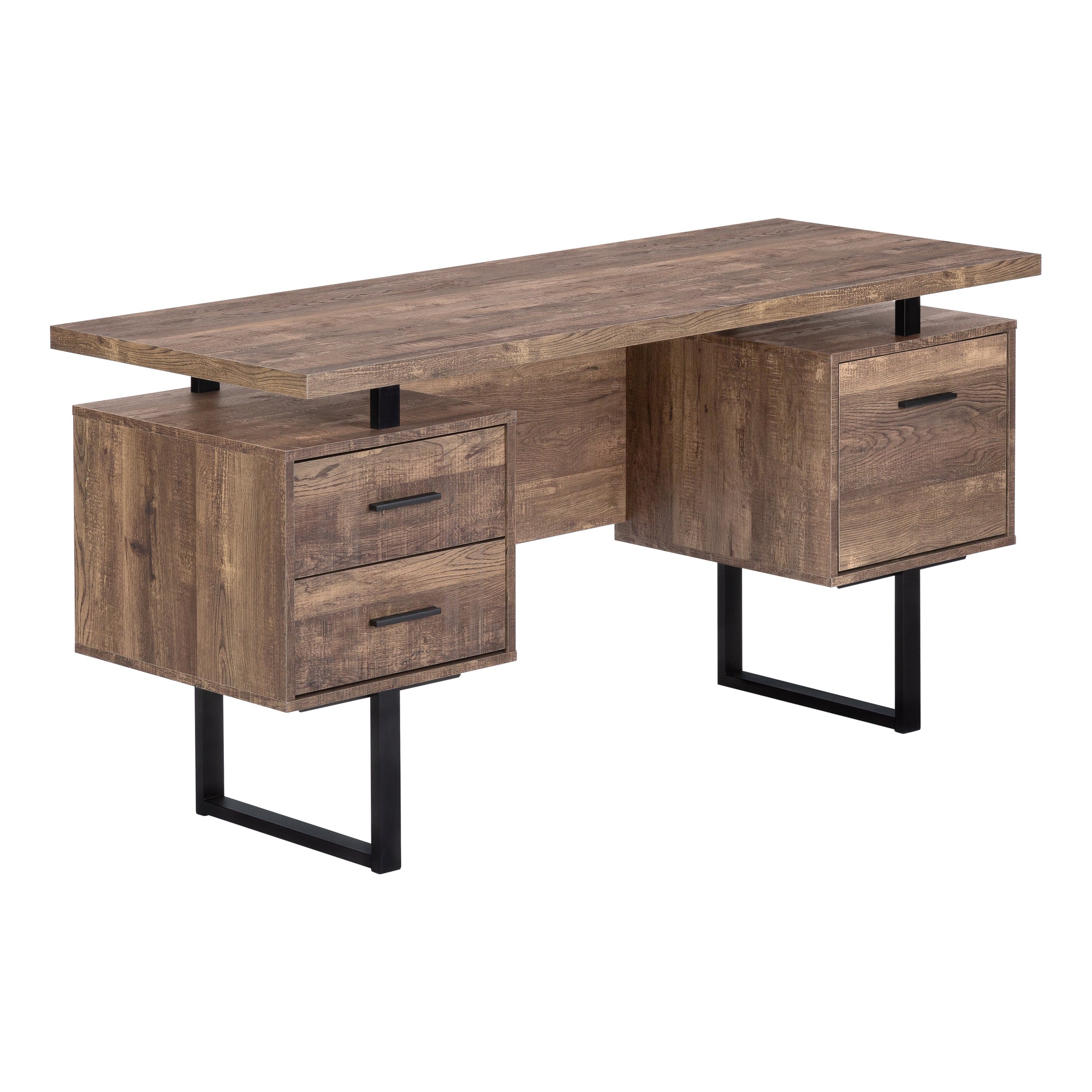 COMPUTER DESK - 60"L / ESPRESSO / SILVER METAL