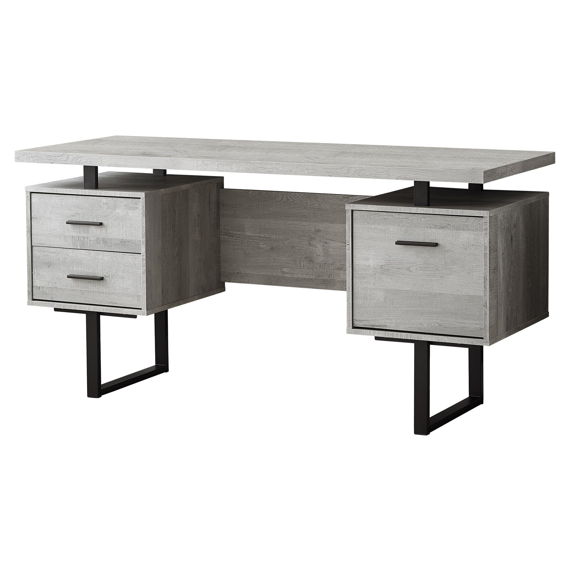 COMPUTER DESK - 60"L / ESPRESSO / SILVER METAL