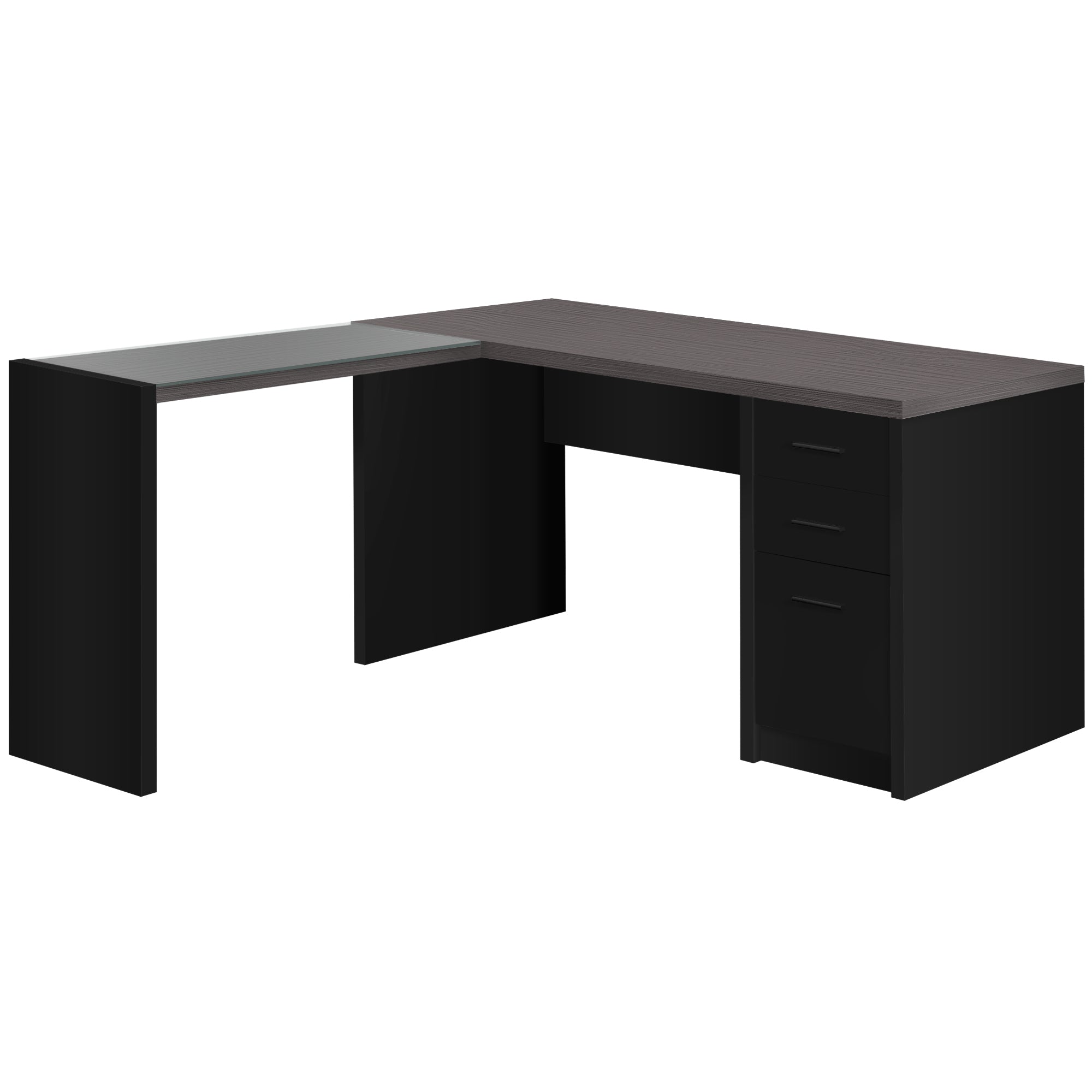 BUREAU D'ORDINATEUR - D'ANGLE BLANC AVEC VERRE TREMPÉ