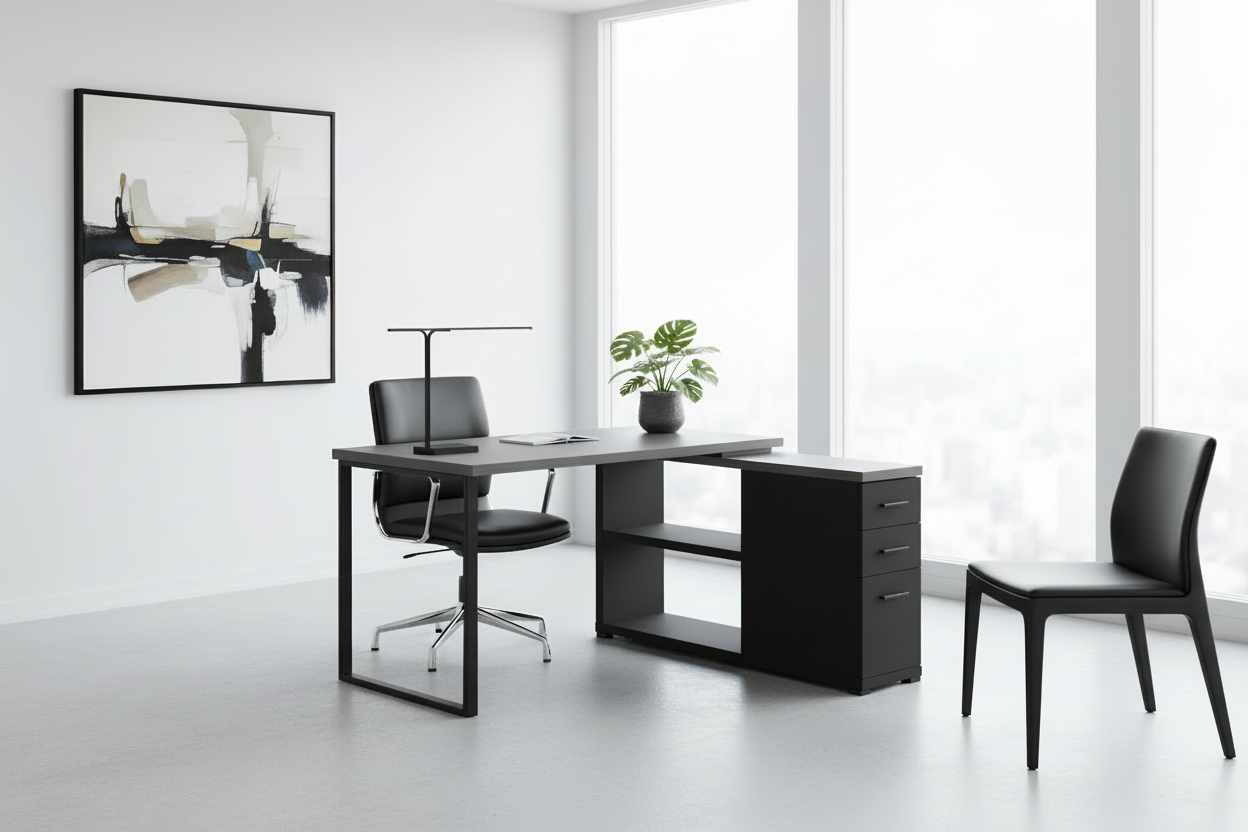 BUREAU D'ORDINATEUR - BLANC COIN GAUCHE OU DROIT