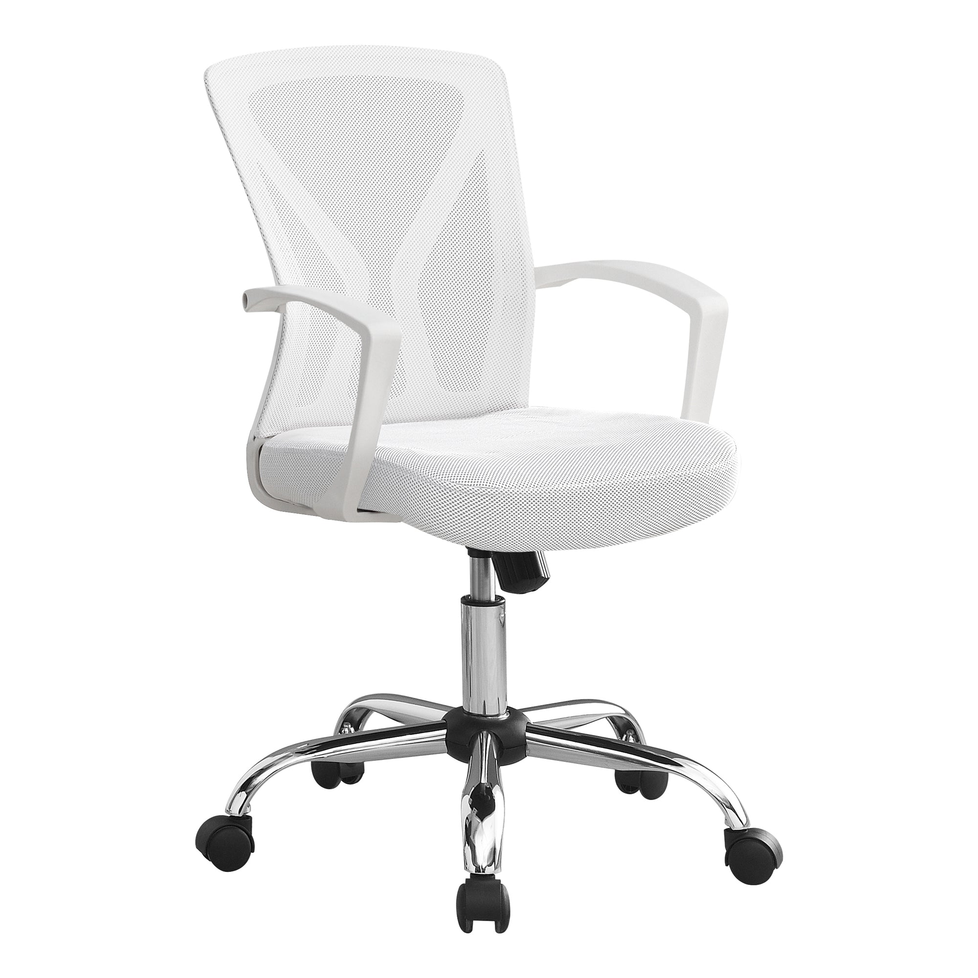 CHAISE DE BUREAU - BASE NOIRE / CHROMÉE SUR ROULETTES
