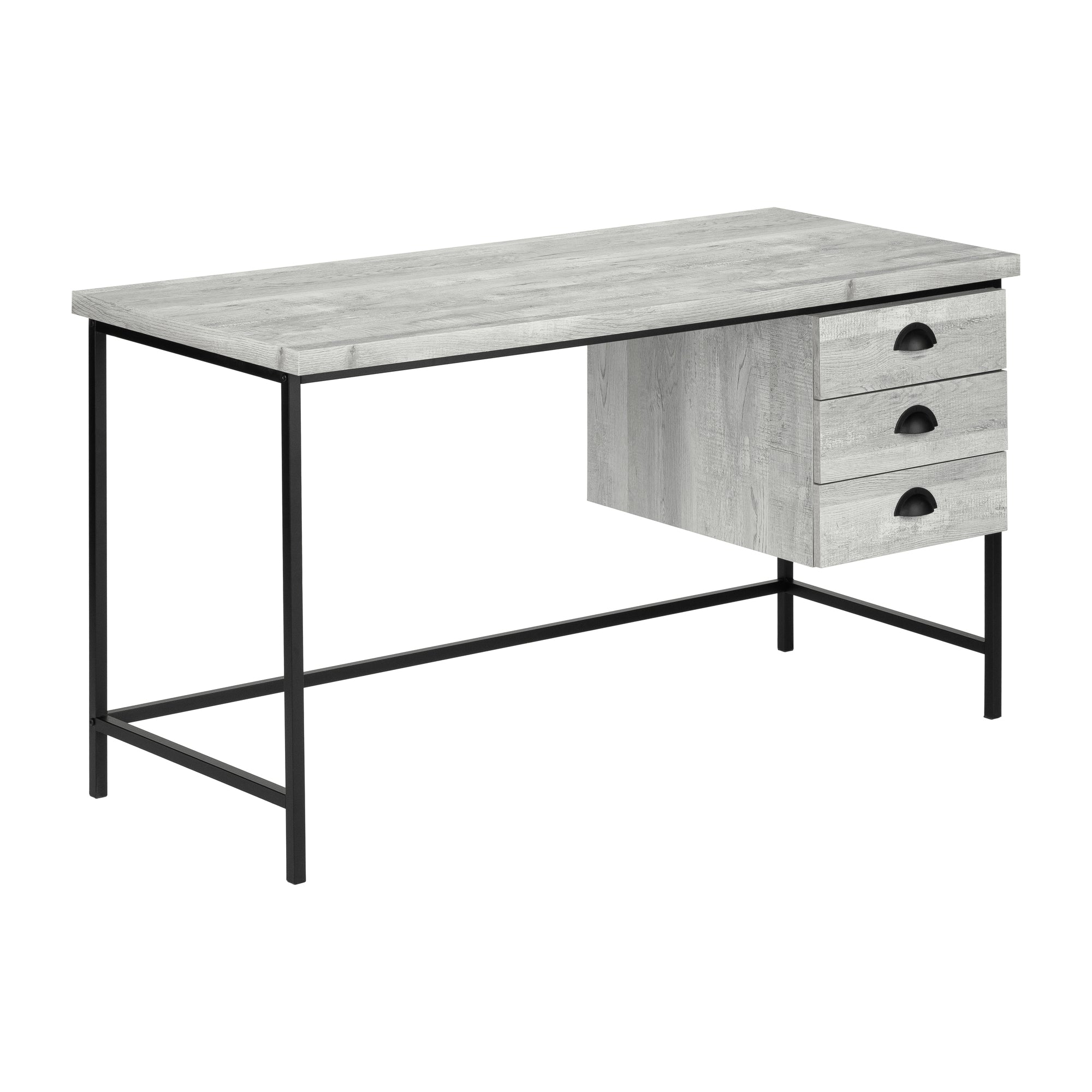 BUREAU D'ORDINATEUR - 55"L / BOIS RÉCUPÉRÉ BRUN / MÉTAL NOIR