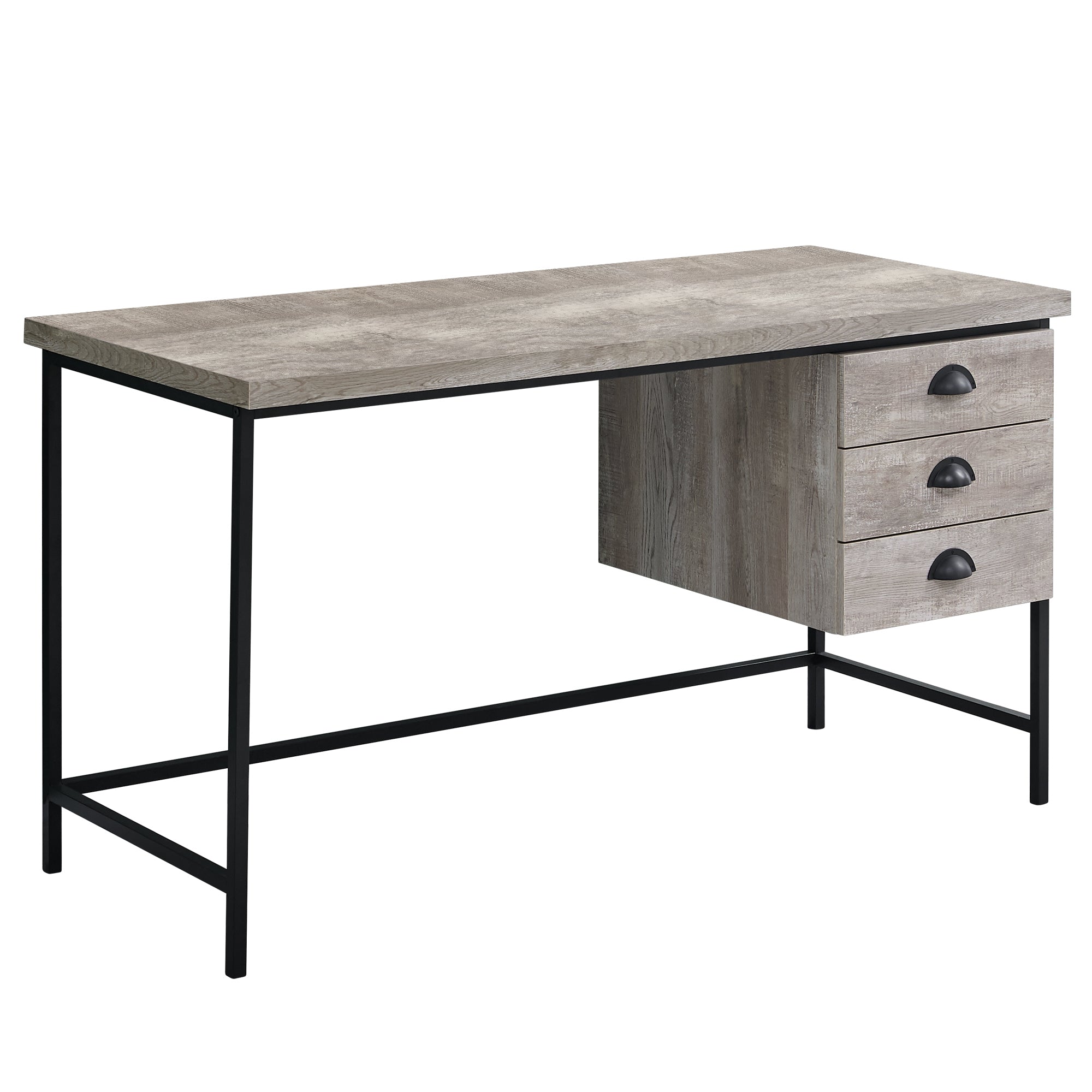 BUREAU D'ORDINATEUR - 55"L / BOIS RÉCUPÉRÉ BRUN / MÉTAL NOIR